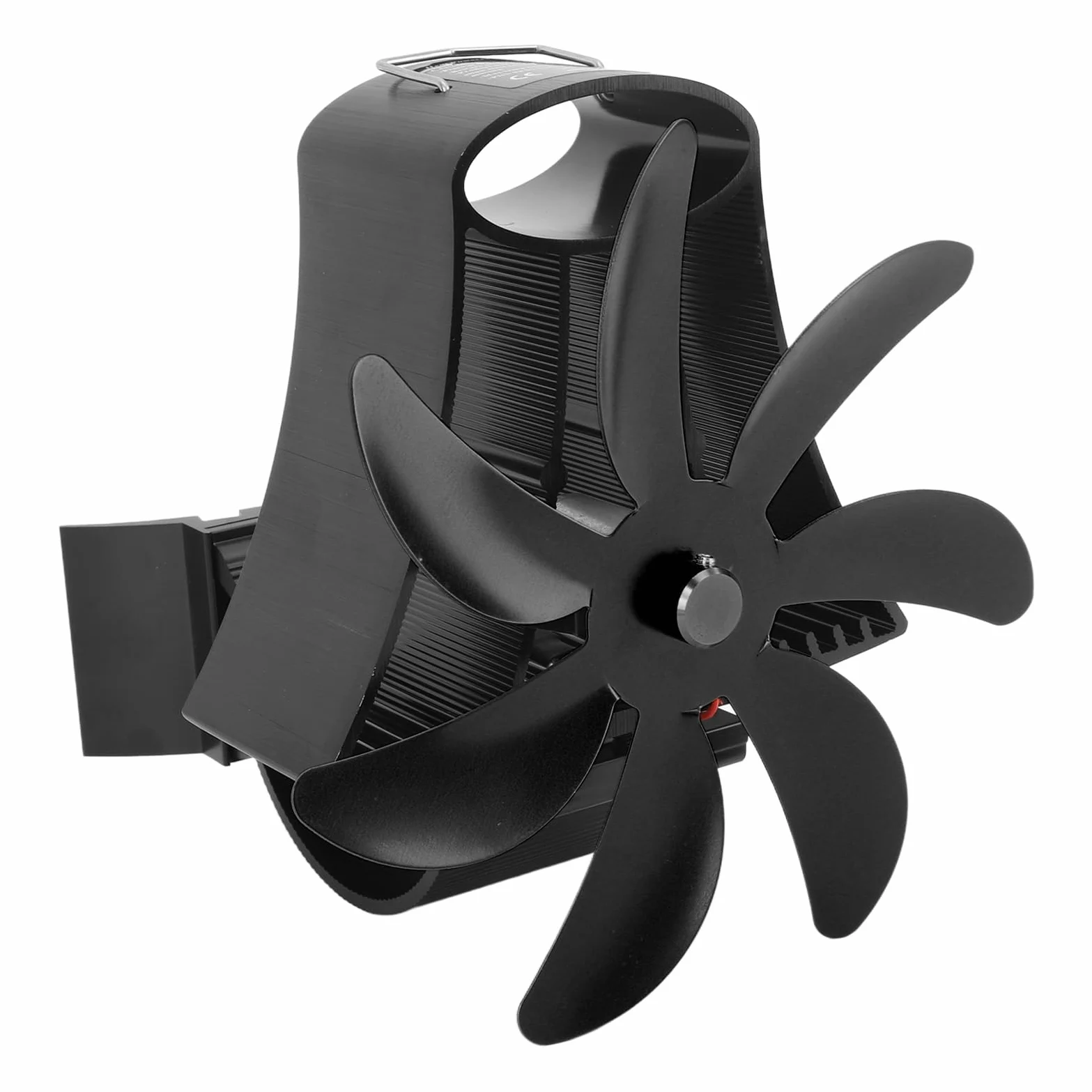 HEEPDD Ventilatore per Stufa a Legna Alimentato a Calore a 7 Pale con Supporto Magnetico Silenzioso, per Canna Fumaria del Camino, Circolazione del Calore Ecologica (BLACK)