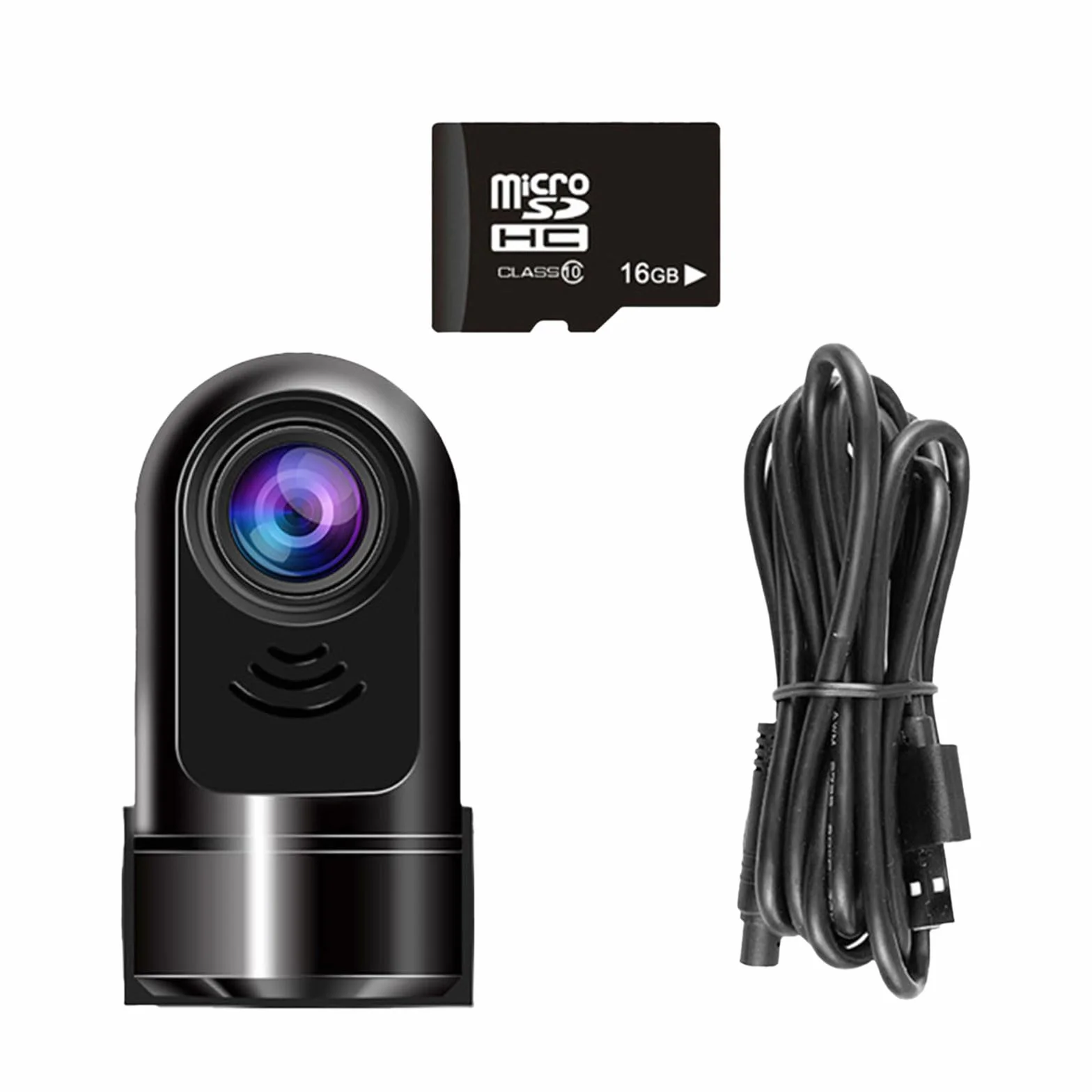Generisch Videoregistratore a 360 gradi, 1080p, mini dashcam girevole a 360°, telecamera per auto girevole a 360°, modalità parcheggio 24 ore, mini dashcam notturno (B, taglia unica)