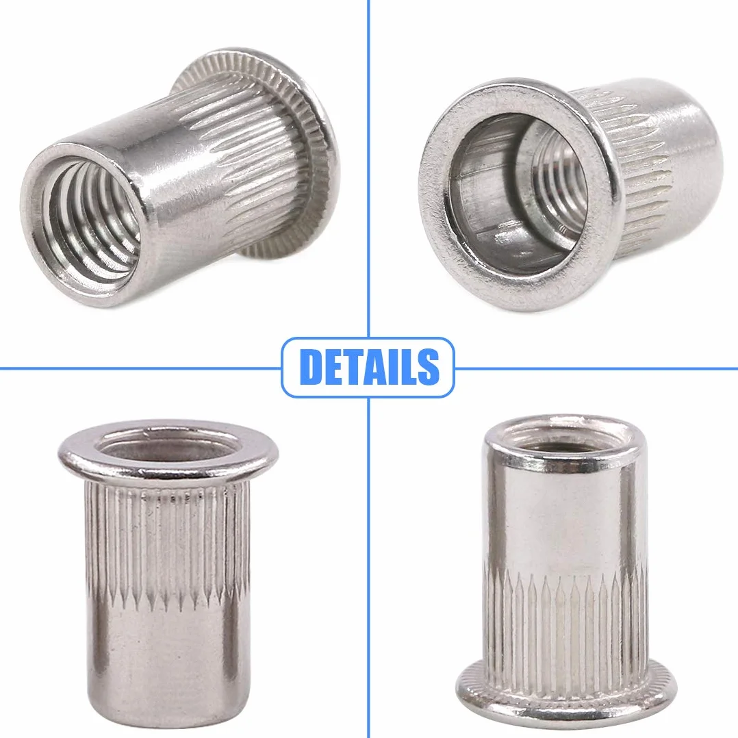 Glarks Set di dadi per rivetti filettati M3 in acciaio inox 304, 50 pezzi