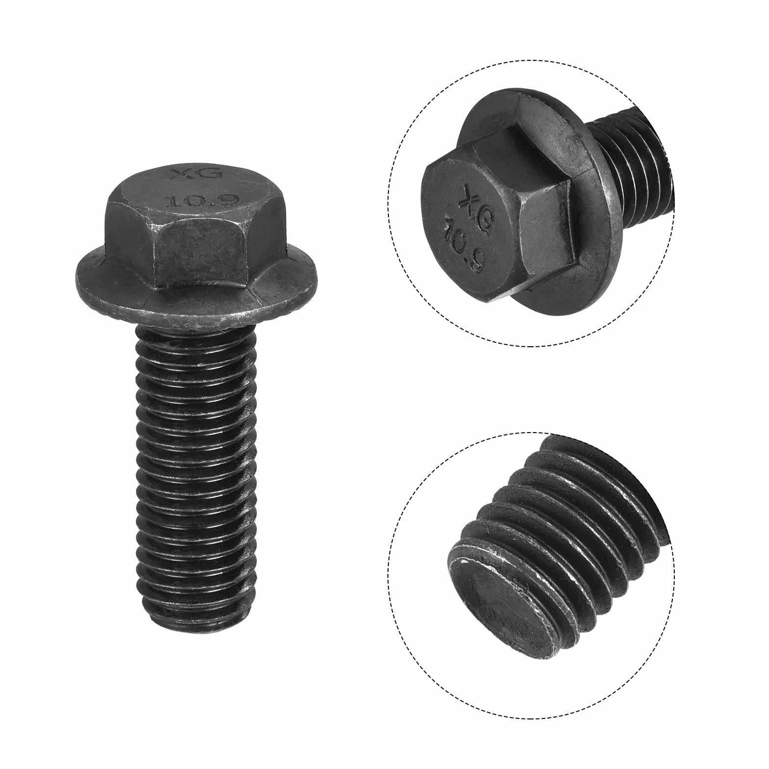 sourcing map M14x40mm Hex Seghettato Flangia Bulloni 10.9 Grado Acciaio al Carbonio 4pcs
