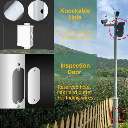 Supporto esterno di Palo della telecamera di sorveglianza con la scatola di giunzione, accesso del cavo per le colonne solari dell'iluminazione pubblica, sistemi di sicurezza
