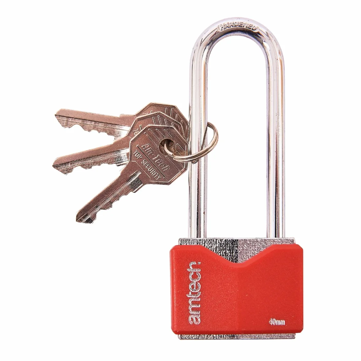 Amtech T0707 Lucchetto Lungo in Ferro Placcato Cromato Rhombic, Multicolore, 40 mm