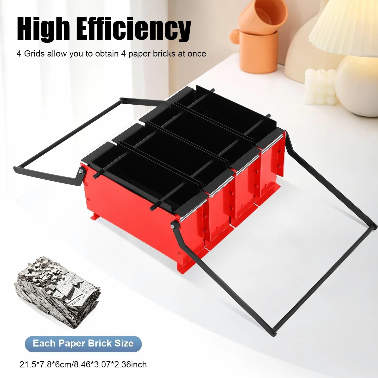 Bricchetti di carta manuale, resistente pressa per mattoni refrattari per bruciare legna efficiente, ideale per uso domestico e giardino