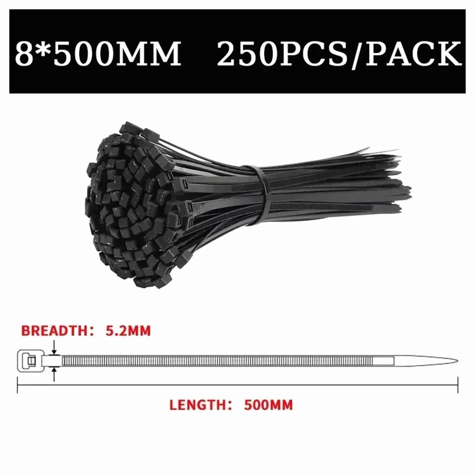 Sgancio Rapido Fascette stringicavo in nylon autobloccanti ad alta resistenza, resistenti alle intemperie for uso domestico, elettrico e industriale(8x500mm)