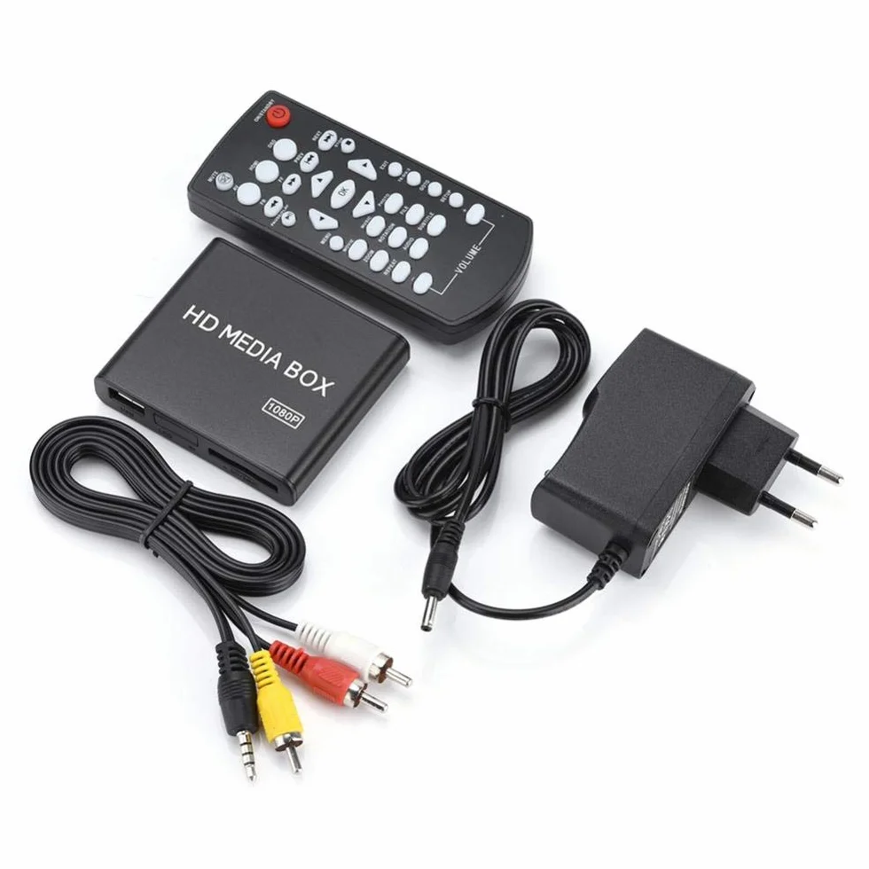Mugast Mini Media Player Box, Lettore Multimediale Video Full HD 1080P con Telecomando, Supporto USB Mobile Hard Disk MMC RMVB MP3 AVI MKV(EU Plug)