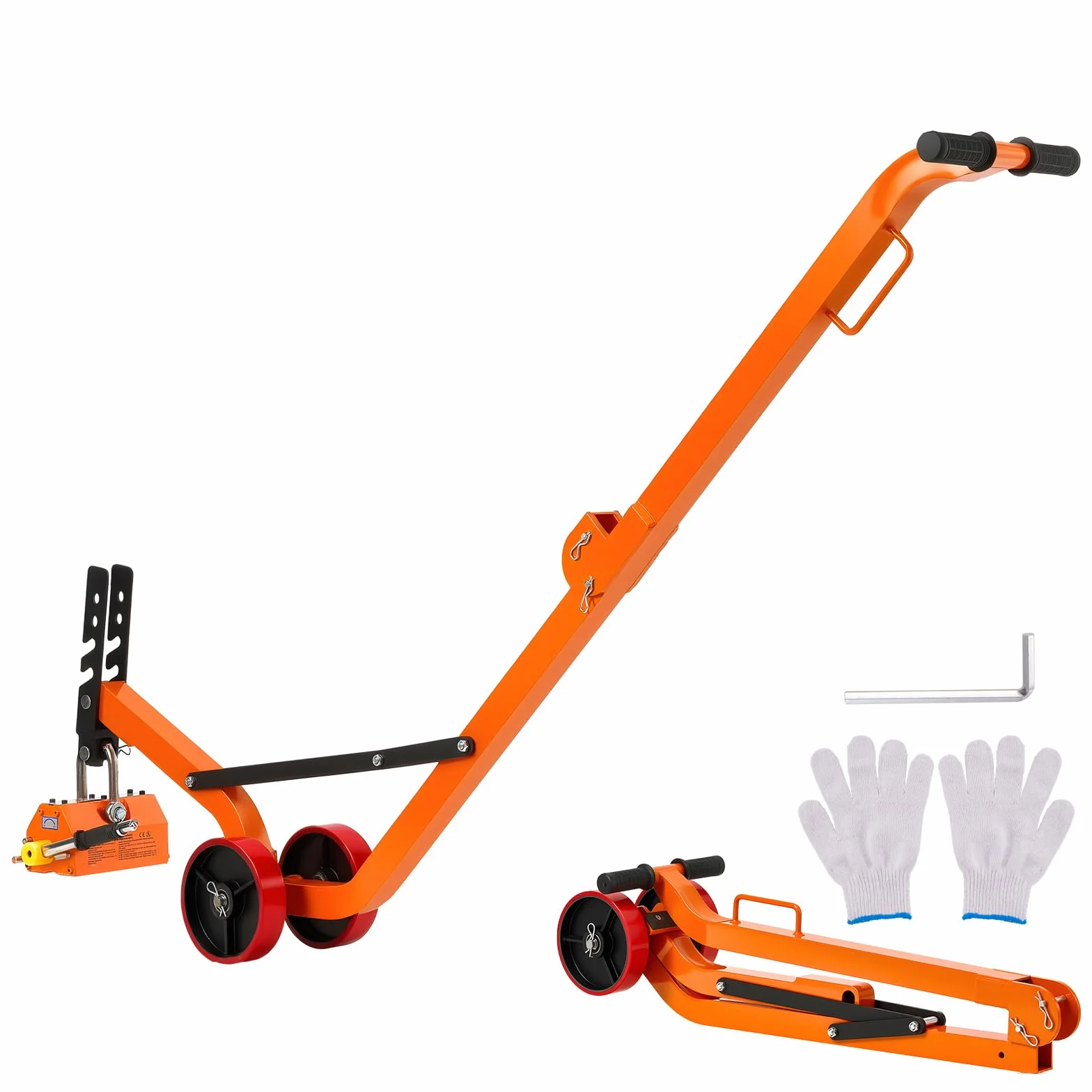 VEVOR Sollevatore Magnetico per Lastre 600 kg Neodimio N42 Pieghevole Carrello Acciaio 2 Ruote
