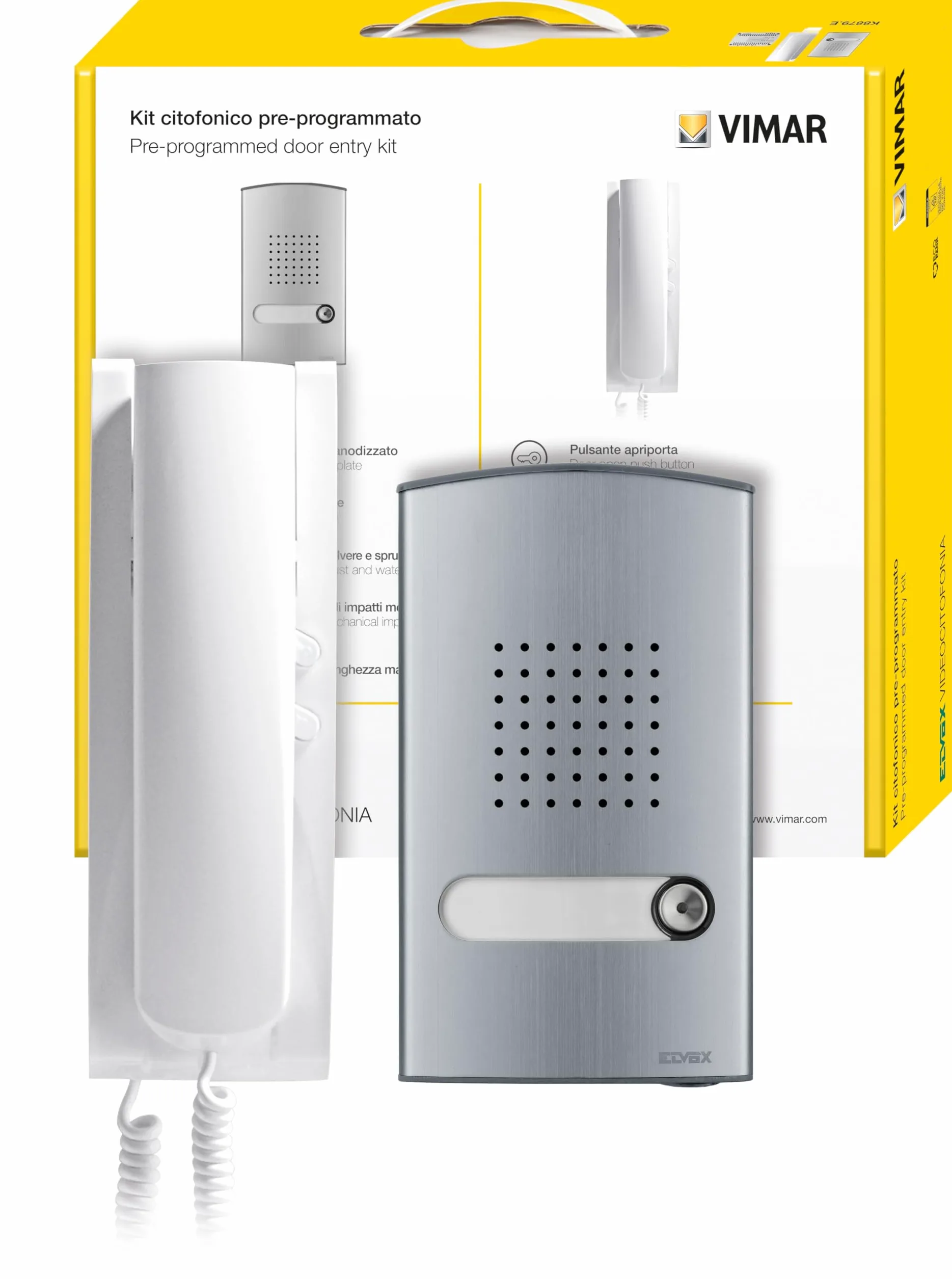 VIMAR K8879.E kit citofonico Due Fili Plus monofamiliare, targa e cornetta