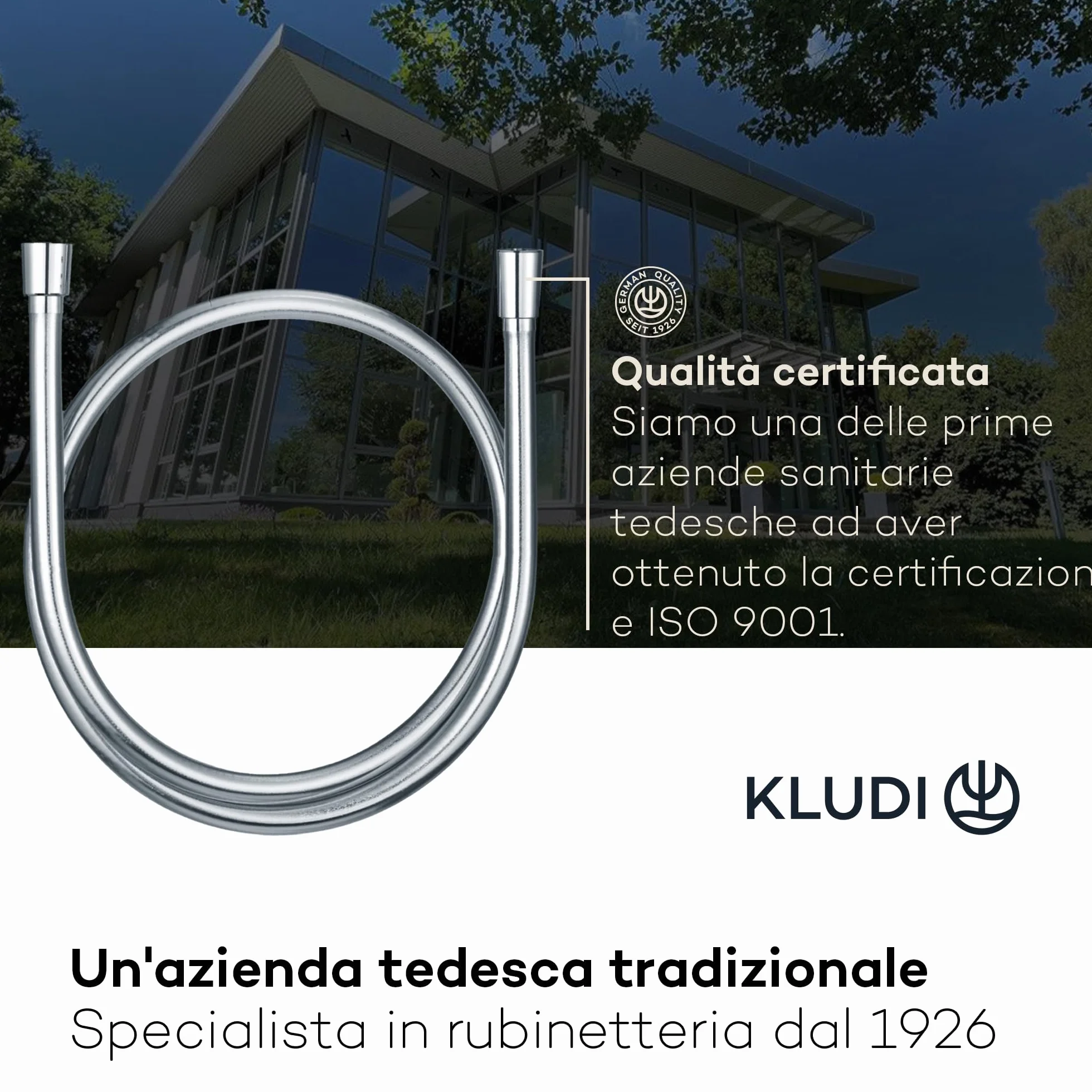 KLUDI-X3 tubo doccia universale 1,60 m, facile da pulire, flessibile doccia con doppia protezione antitorsione, resistente al kink, attacco standard, tubo flessible doccia cromo
