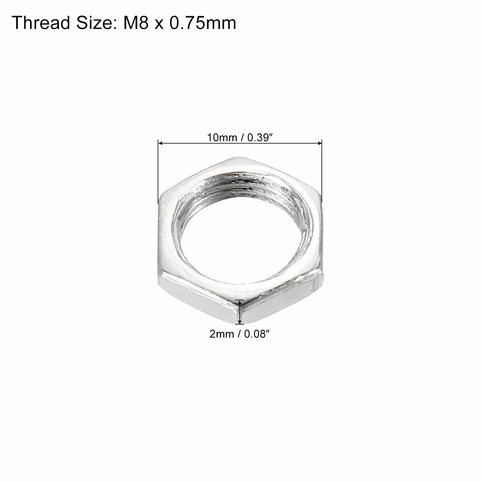 PATIKIL Dadi esagonali in acciaio M8 x 0,75 zincati, altezza 2mm, confezione da 30 pezzi
