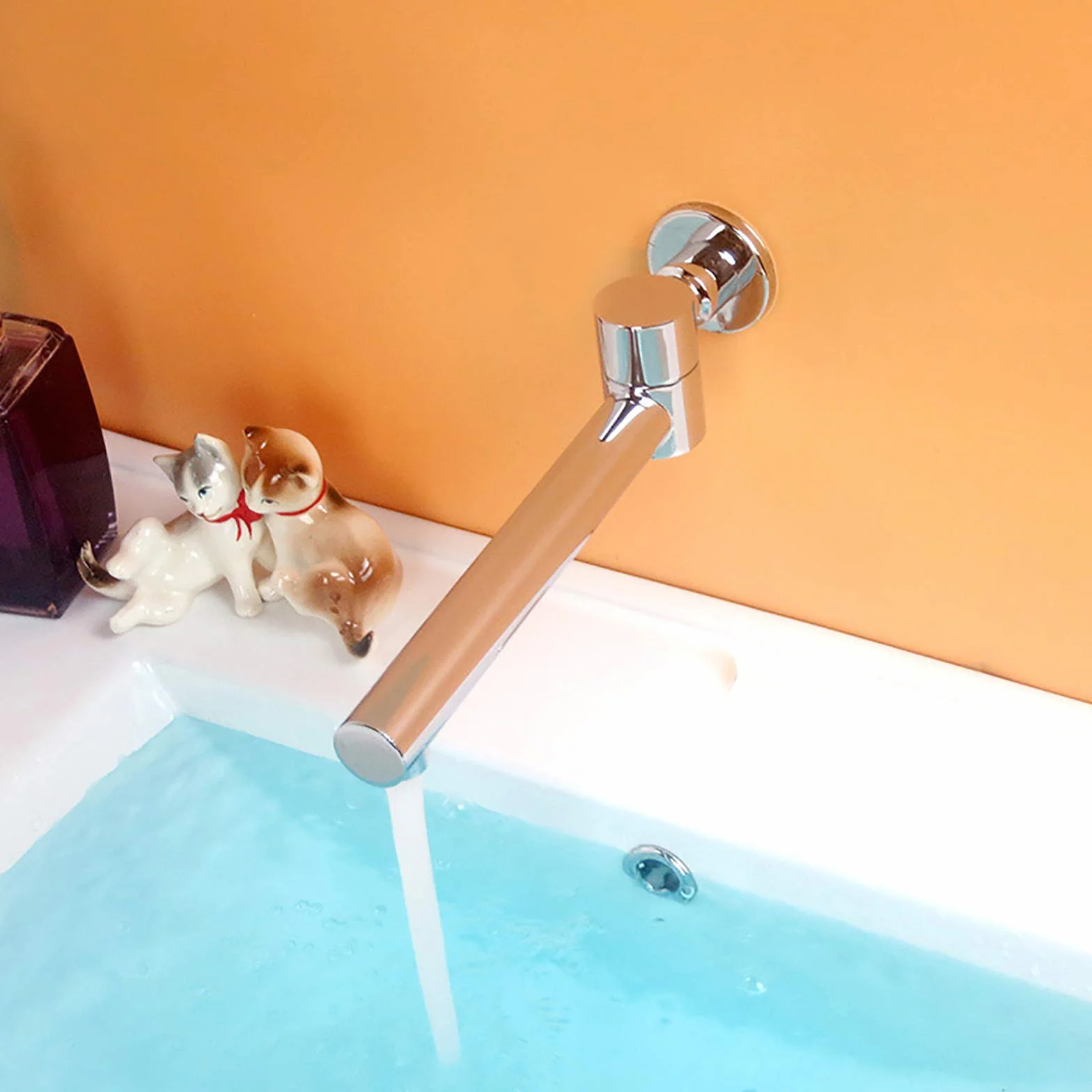 Bocca per Vasca da Bagno Rotazione di 180° Bocca Vasca Ottone Montaggio a Parete Bocca di Erogazione Vasca Tondo Bocca Erogazione Rubinetto Vasca, G1 / 2,Cromo