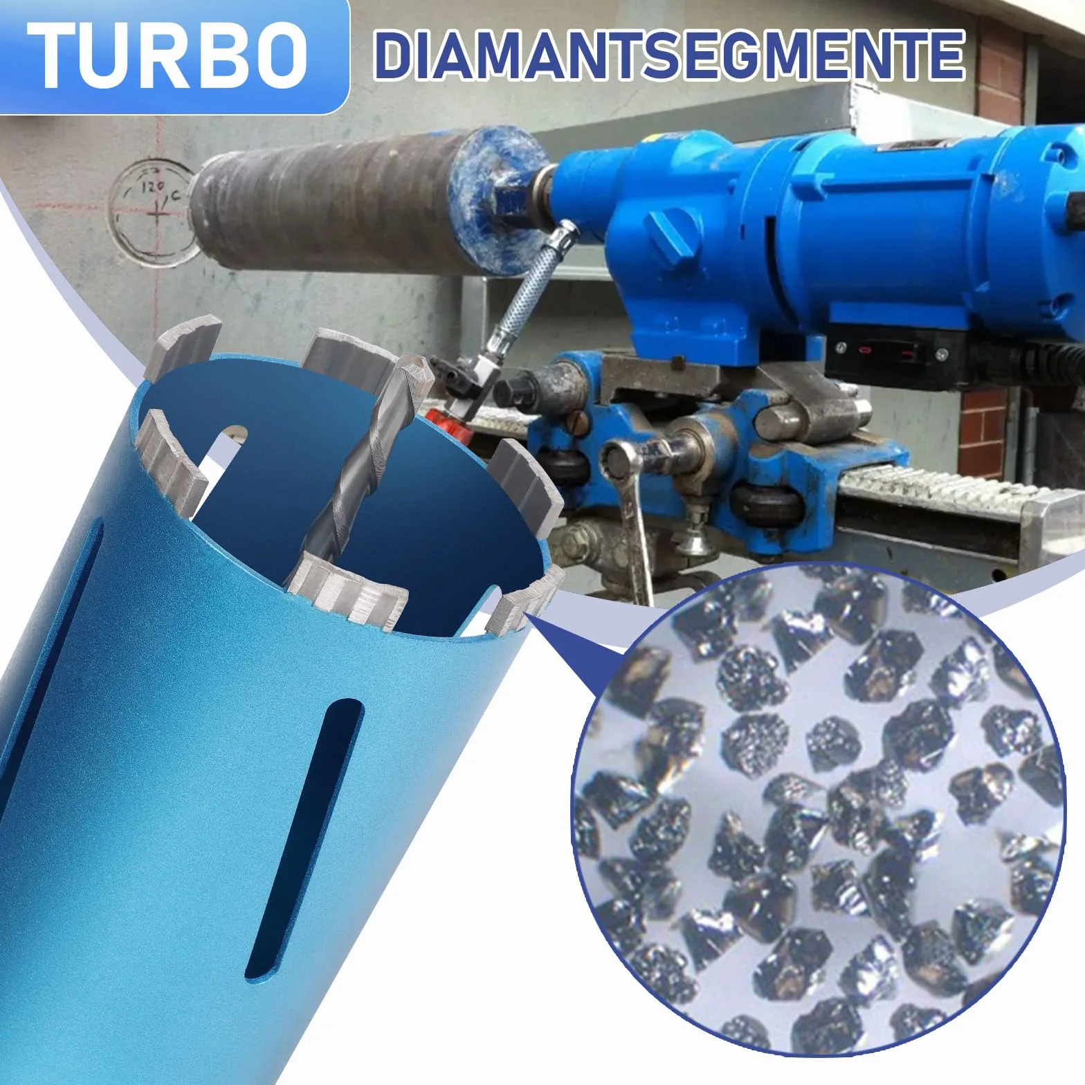 M22 Corona Diamantata Ø 68mm L200mm Carotatrice Seghe a Tazza Turbo 10mm Adattatore SDS-PLUS 110mm Punte da Trapano a Secco e a Umido per Cemento Muratura Pietra