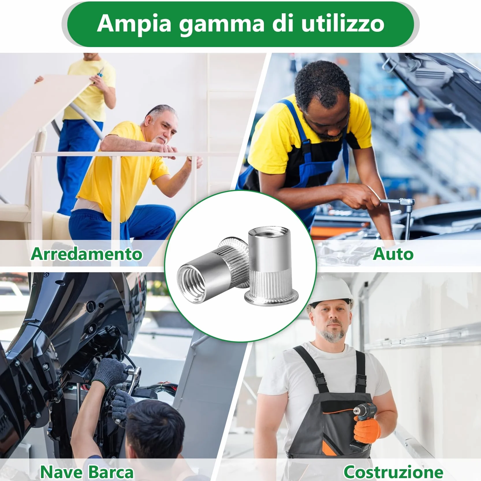 Dado per rivetto 110 pezzi M3 M4 M5 M6 M8 304 acciaio inox Nutsert Cap per mobili auto