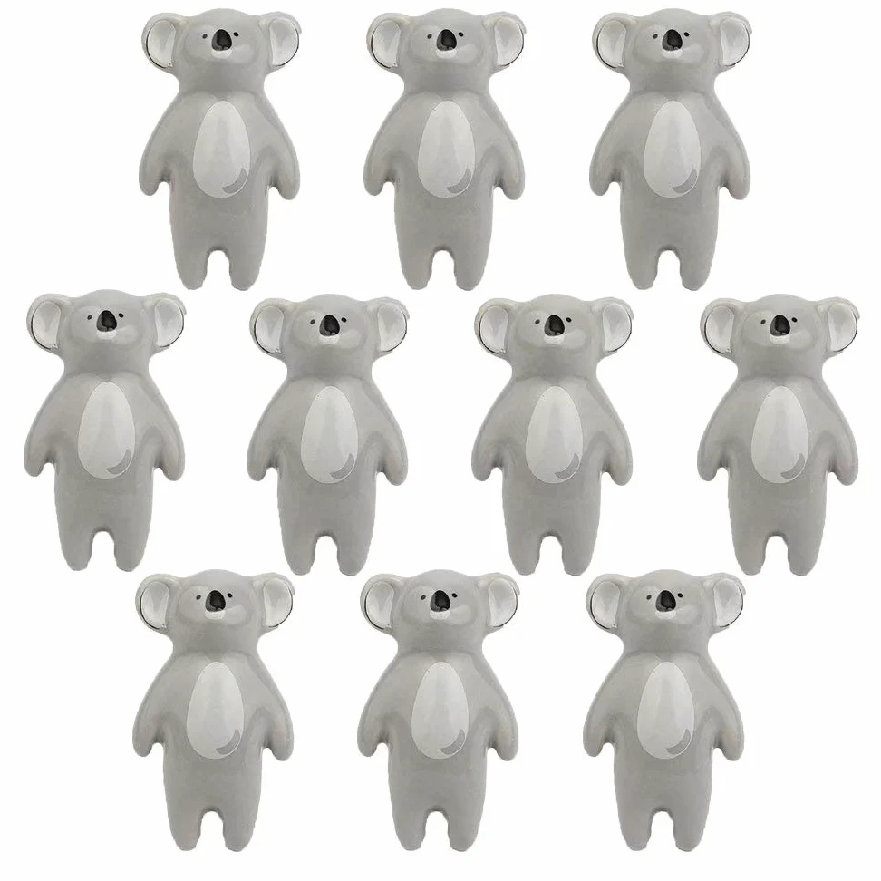 Pomelli in ceramica, 10 pezzi Pomelli in ceramica a forma di volpe Maniglie per mobili in stile animale del fumetto Maniglie decorative per porte del cassetto dell'armadio con viti(Koala)
