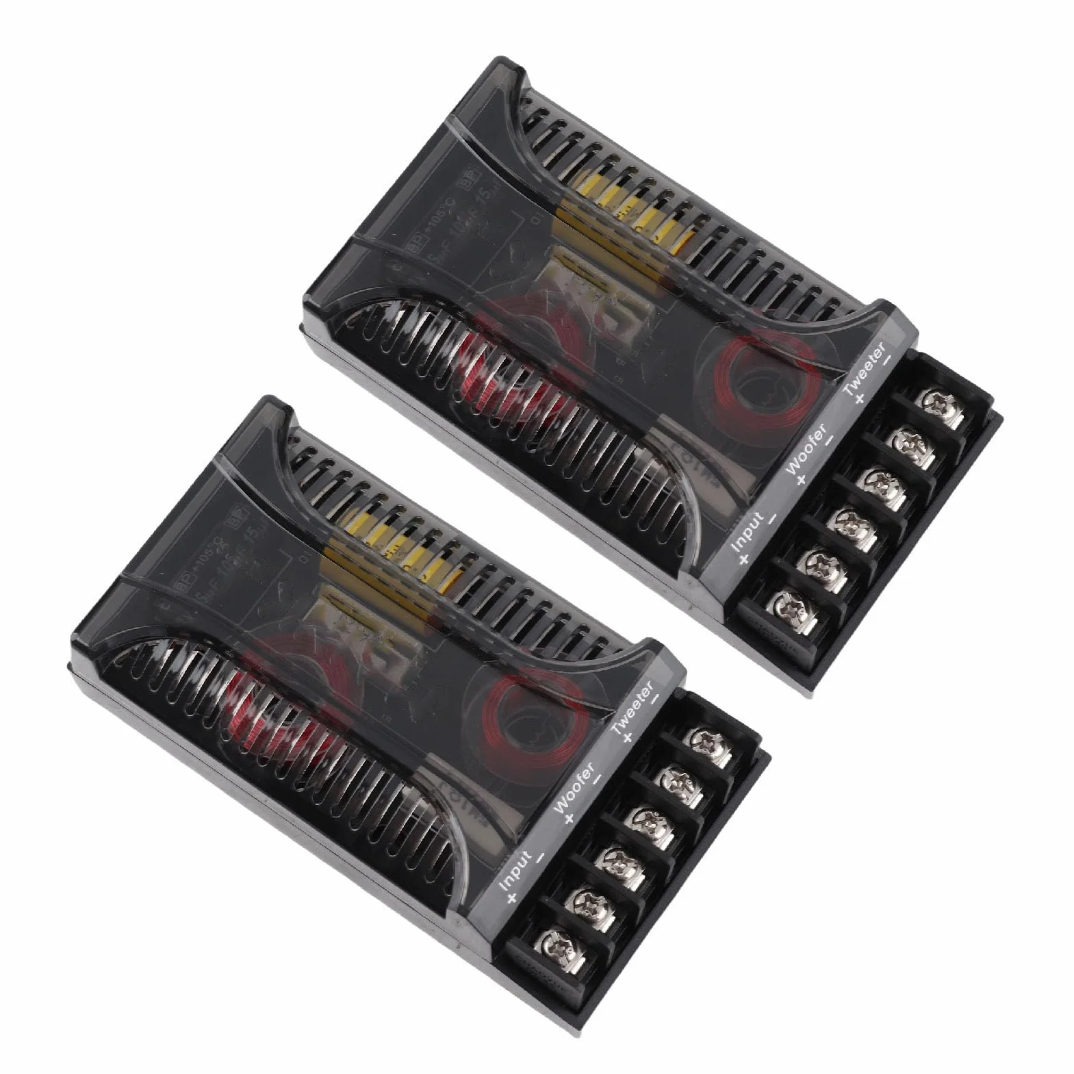 Crossover Elettronico, Crossover Passivo Audio per Auto, 2 Pezzi 2 Vie Audio per Auto Crossover Protezione Sovracorrente Dissipatore di Calore Universale Divisore di Frequenza Dell'altoparlante