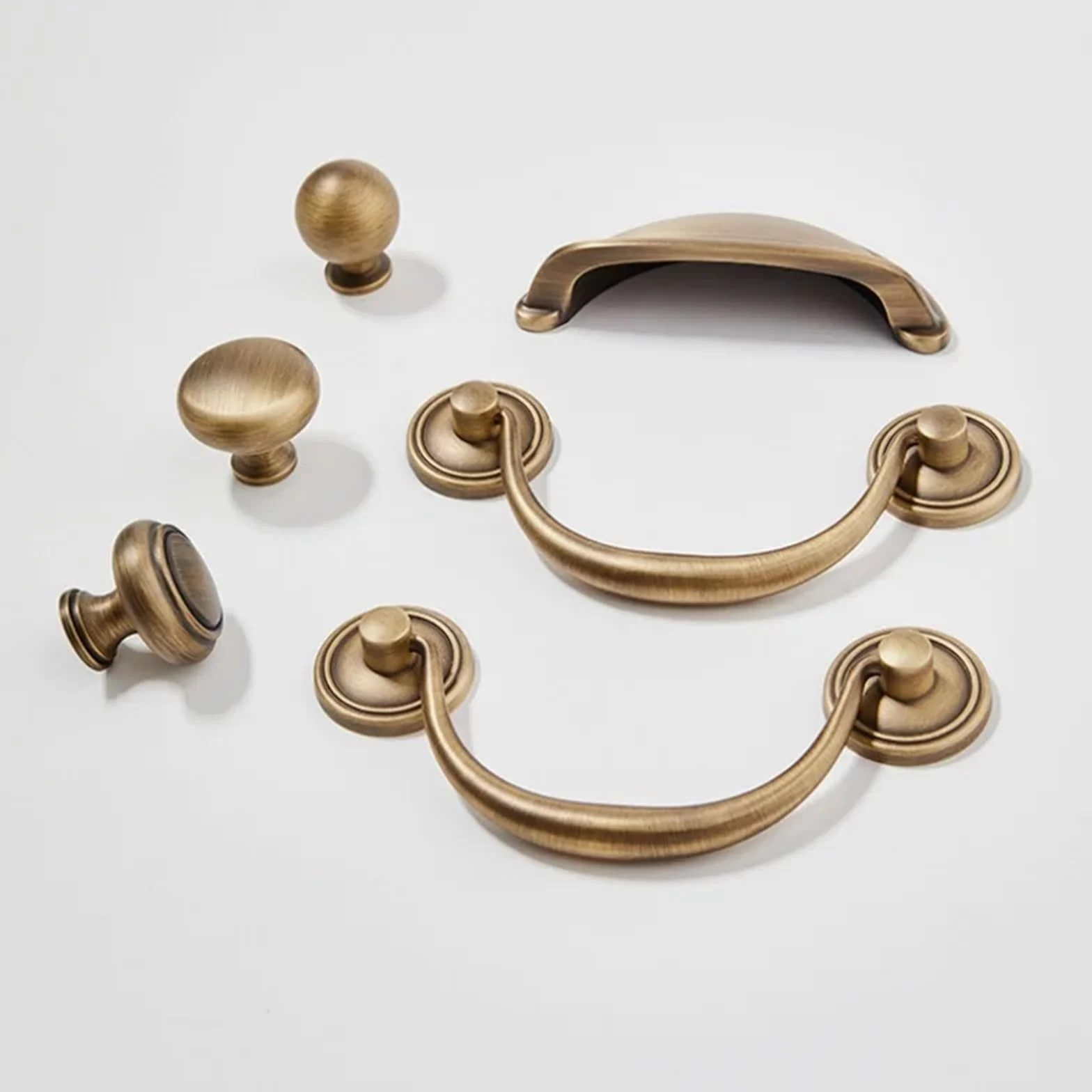 Maniglie a conchiglia in ottone massiccio, 6 pezzi, maniglie per armadietti da cucina, mobili antichi, porte, cassetti, credenze, pomelli per armadietti