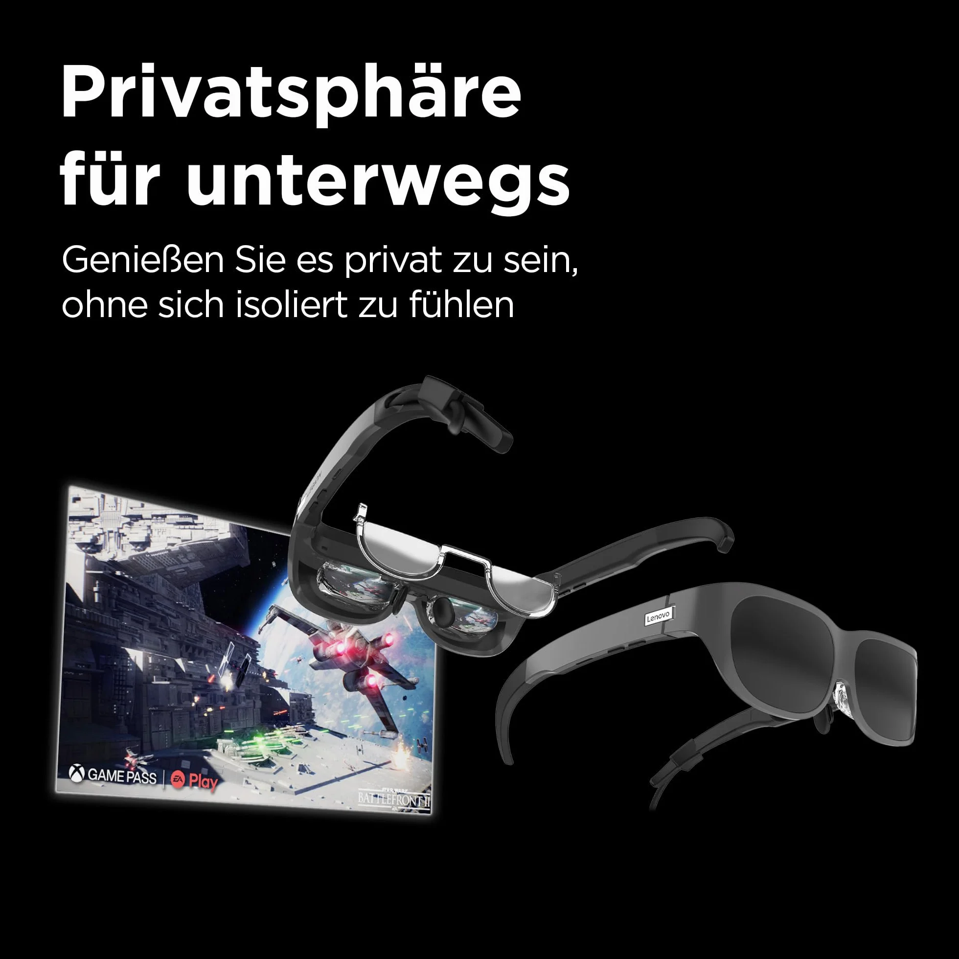 Lenovo Legion Glasses | Occhiali da realtà aumentata | Audio stereo | Micro OLED | 60Hz | Plug & Play | USB-C | Nero