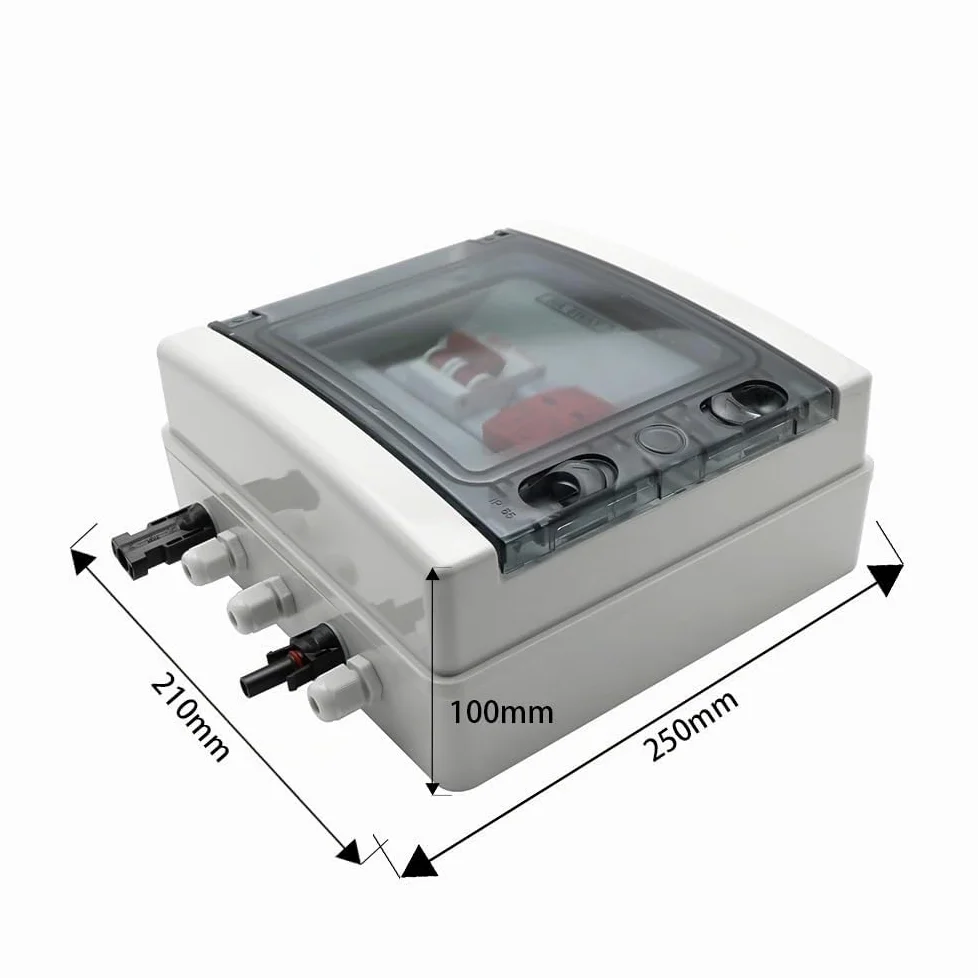 Quadro Elettrico Esterno,Quadro Elettrico Interno Scatola combinatrice solare fotovoltaica fotovoltaica da 500 V 1 ingresso 1 uscita con protezione contro i fulmini Fusibile CC MCB SPD Scatola imperme