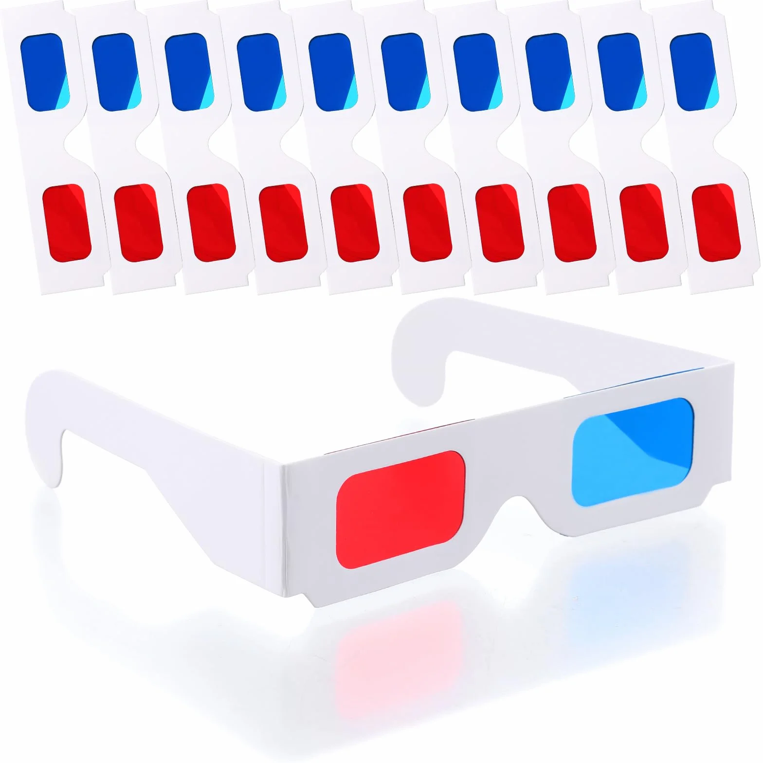 Occhiali 3D, 10 paia di occhiali stereo di carta, lenti rosse e blu per film 3D e decorazioni da viaggio