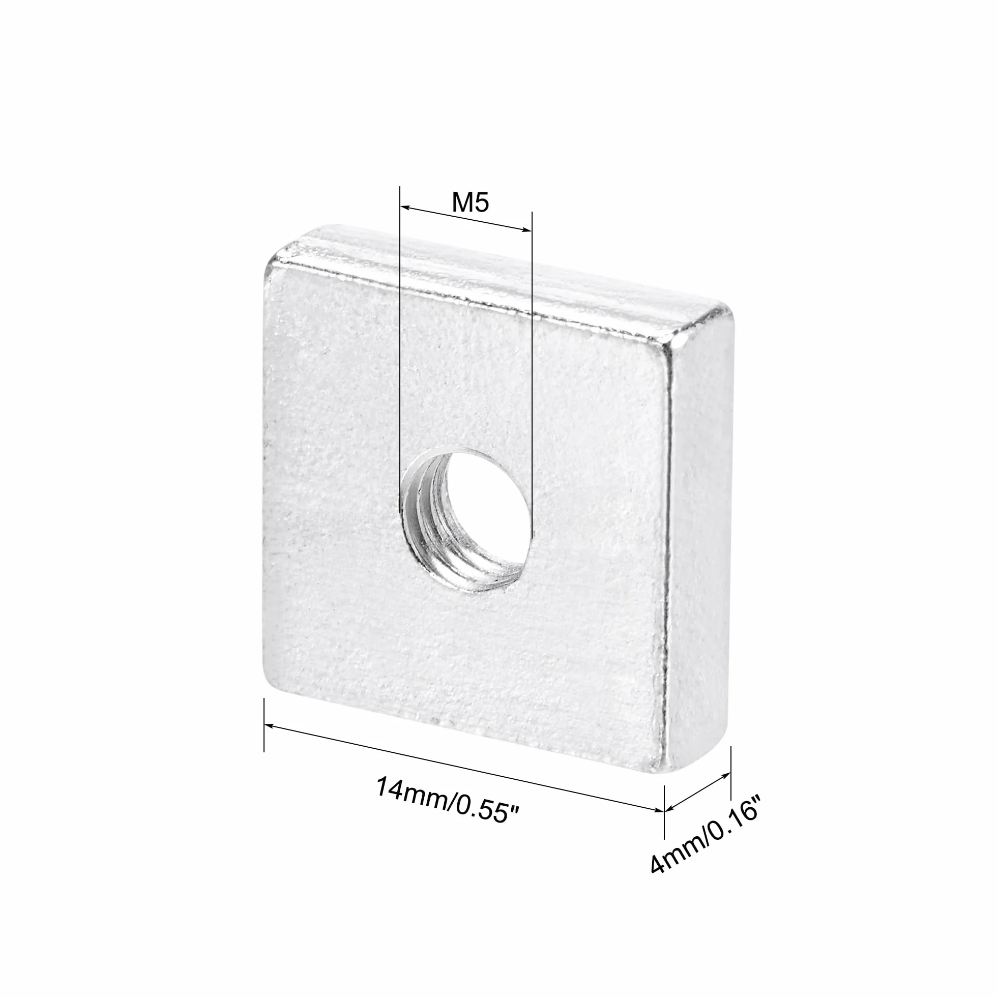 QUARKZMAN Dadi Quadrati M5x14mmx4mm Zincati Metrici Filettatura Grossa 10 Pz