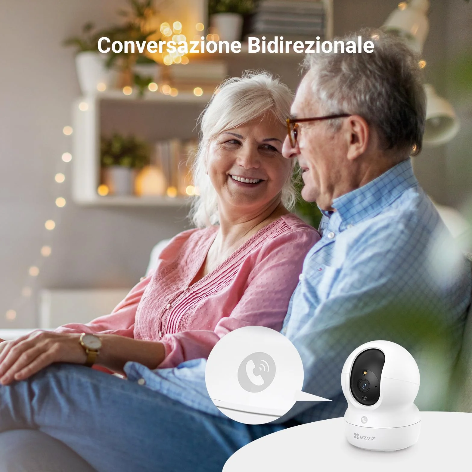 EZVIZ Telecamera Wi-Fi Interno 2K, Videocamera Sorveglianza 3MP per animali e bambini, Motorizzata a 360°, Audio a due vie, Funziona Alexa, Avvisi movimento, Visione notturna, Modello CP1