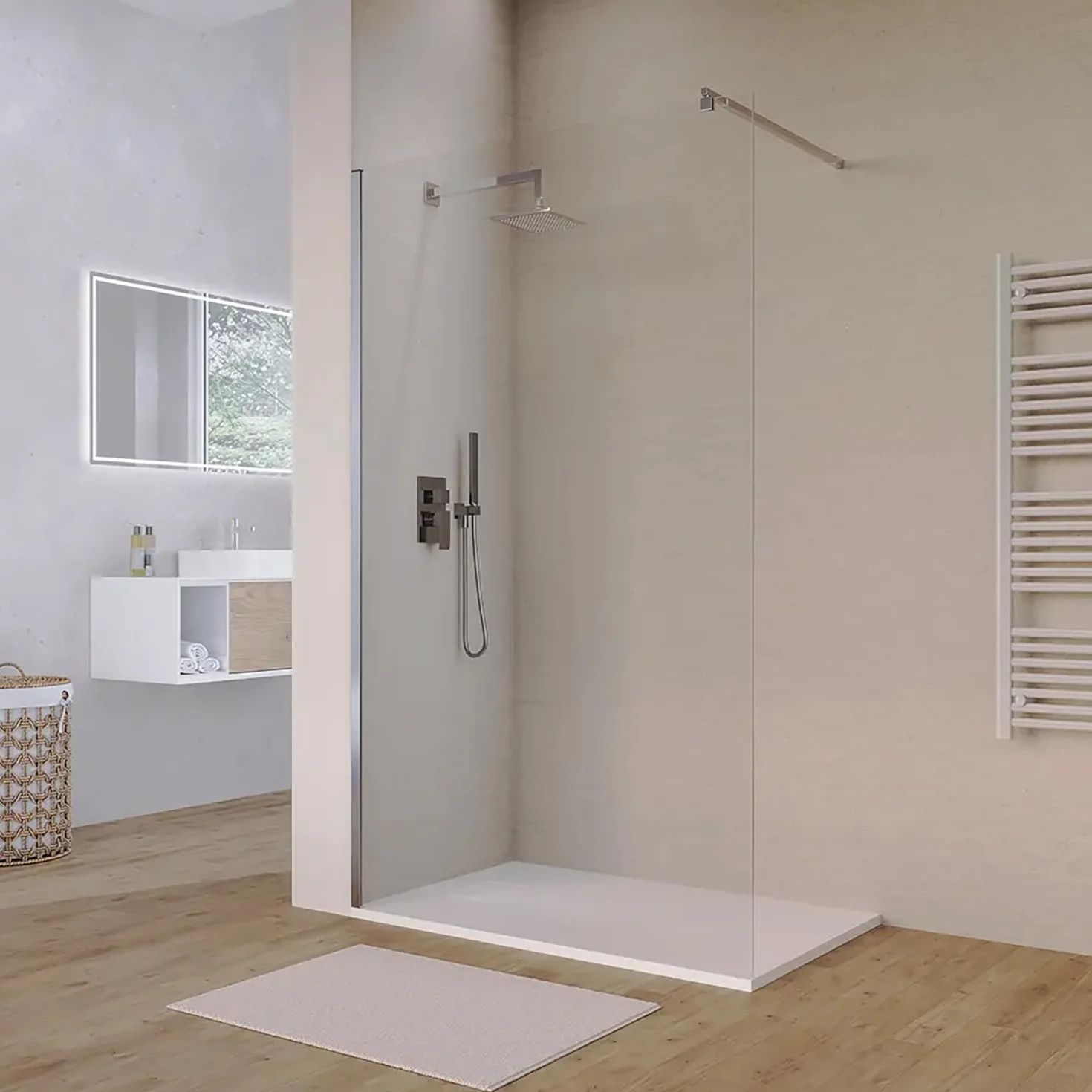 Box Doccia Walk-In 70x200cm Vetro Temperato 8mm Anticalcare
