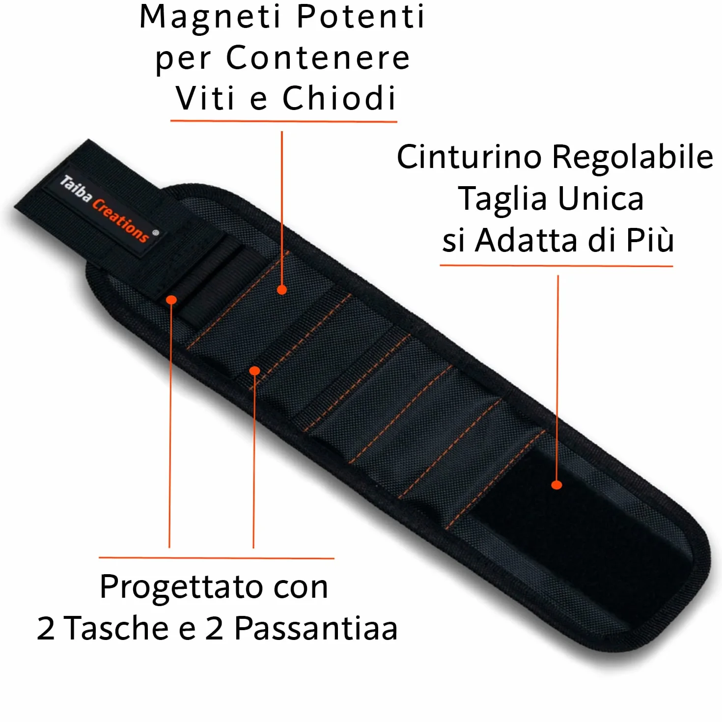 Bracciale Magnetico Artigiano con Stick Magnetico e Matita per Viti e Chiodi, Regalo Uomo