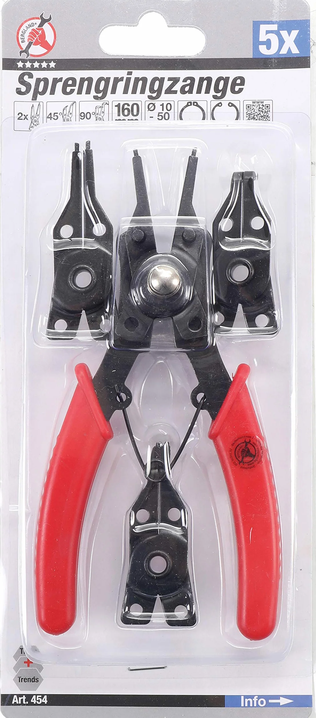 BGS Pinza per anelli seeger 160 mm 5 pz.