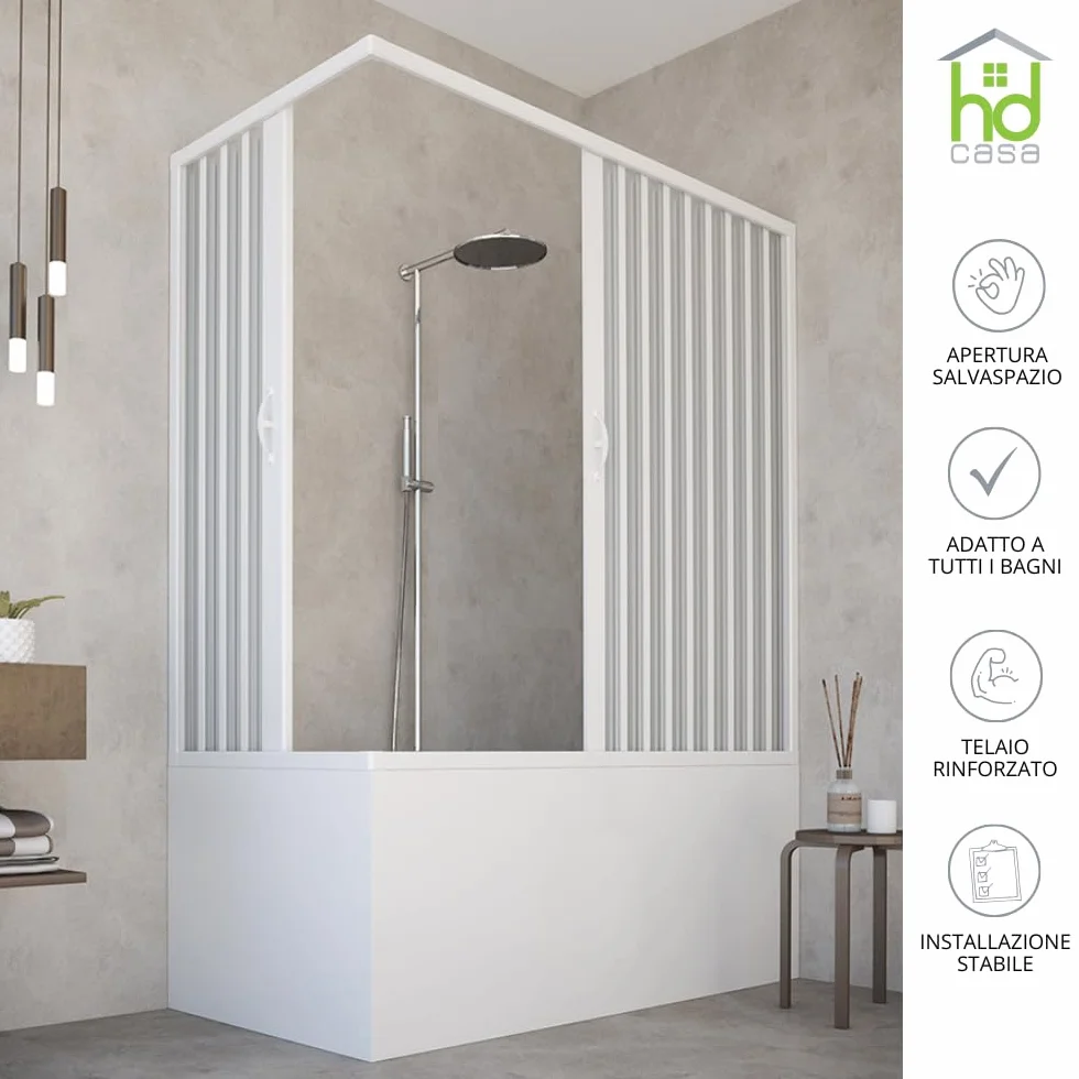 HD CASA Cabina Doccia Salvaspazio Modello Anja 70x170 cm Pannelli PVC Riducibili Made in Italy