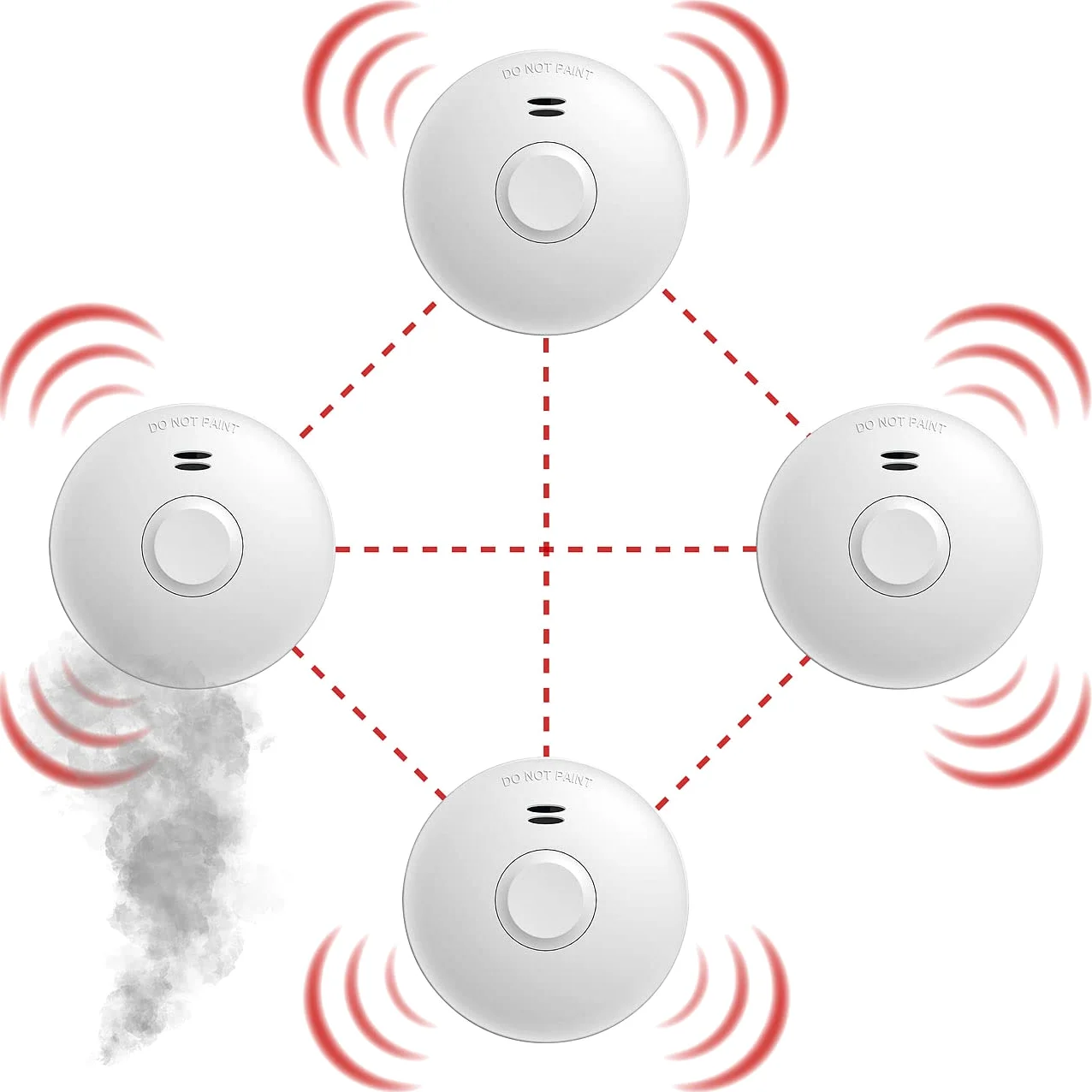 VisorTech allarme antincendio radio: set da 3 Rilevatore di fumi wireless, connesso, 85 dB (rilevatore di fumo wireless e connesso, fumo)