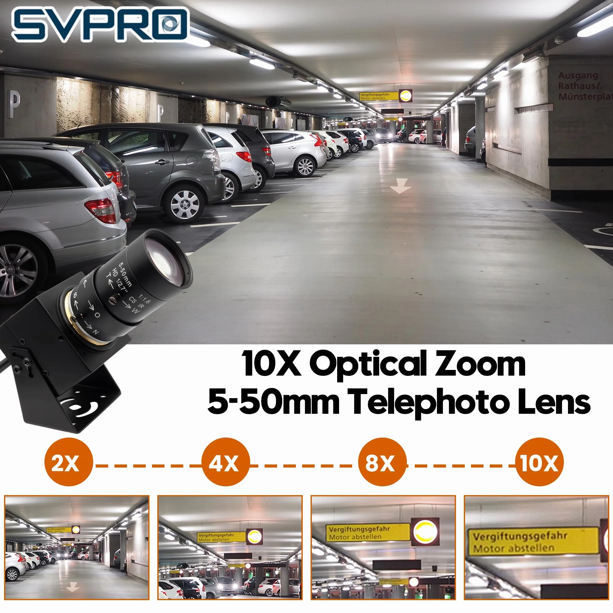 Svpro 2 MP Global Shutter USB Camera 90 FPS Telecamera ad alta velocità con zoom da 5 a 50 mm, messa a fuoco manuale Webcam per Glof Swing, 10 X zoom ottico telecamera industriale USB Plug and Play