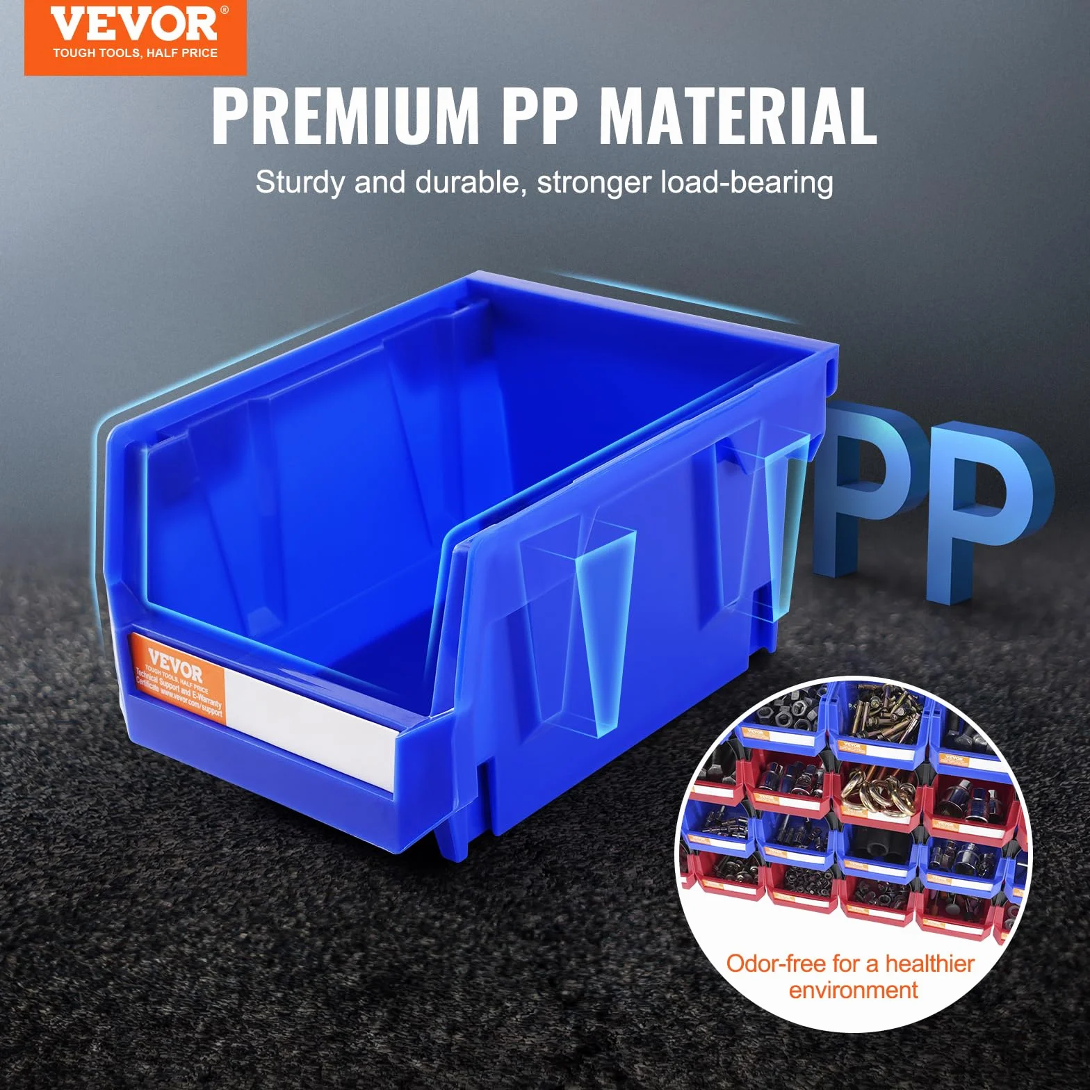 VEVOR 24 Pezzi Scatole Impilabili in Plastica 137x105x78mm Portaoggetti da Muro Officina Garage