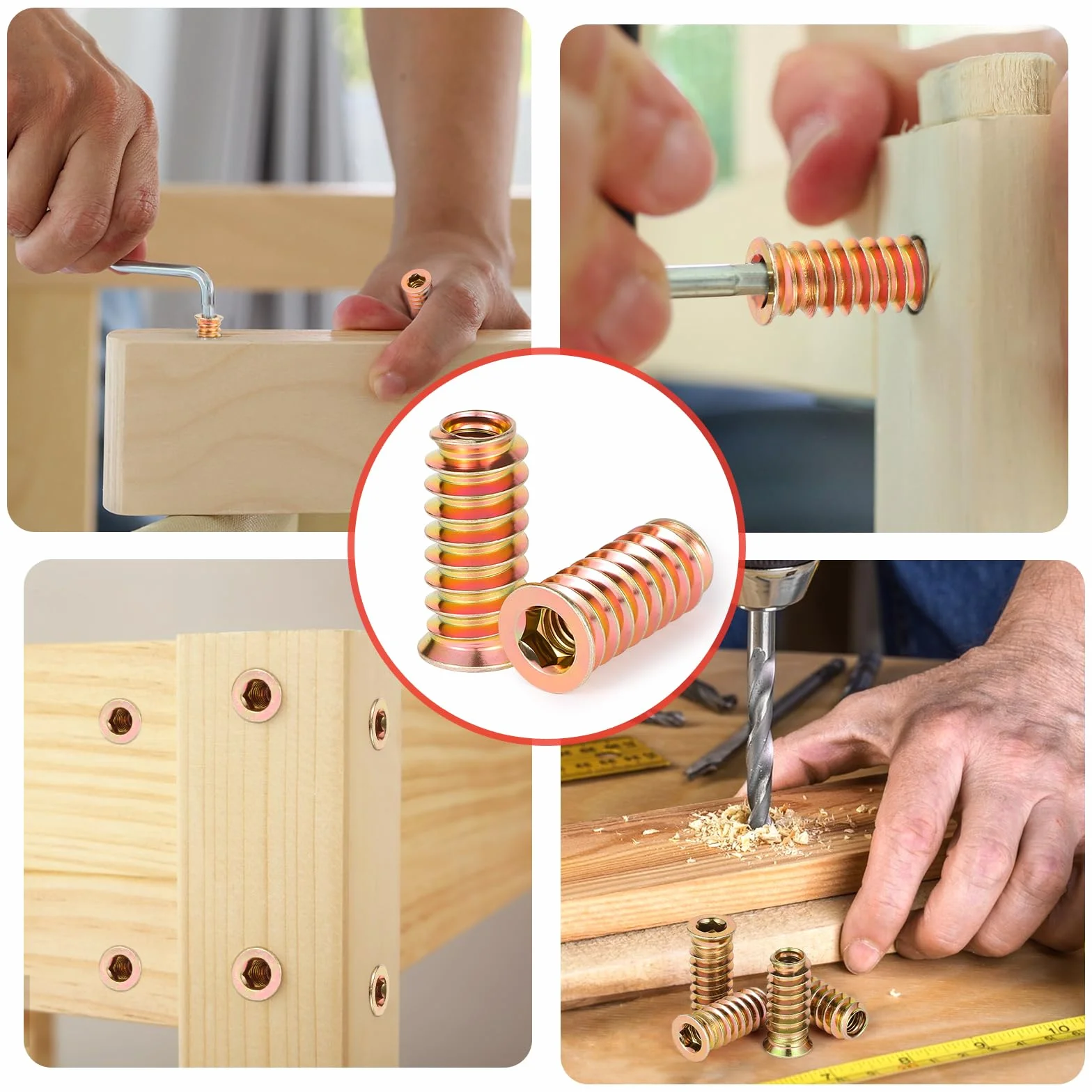 25 dadi di avvitamento M5 x 8 mm, inserto filettato in legno, in acciaio al carbonio, per la produzione di mobili in legno e montaggio di mobili