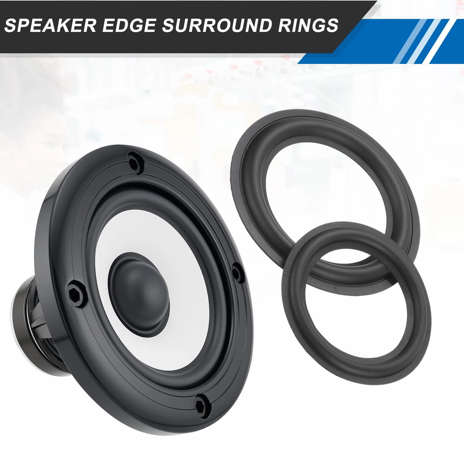 QUARKZMAN 4 Pezzi Anelli Di Gomma Per Altoparlante Da 4.5 Pollici 117x75mm (IDxOD) Anelli Per Subwoofer Forati Pezzi Di Ricambio Per Riparazione Altoparlanti O DIY, Nero