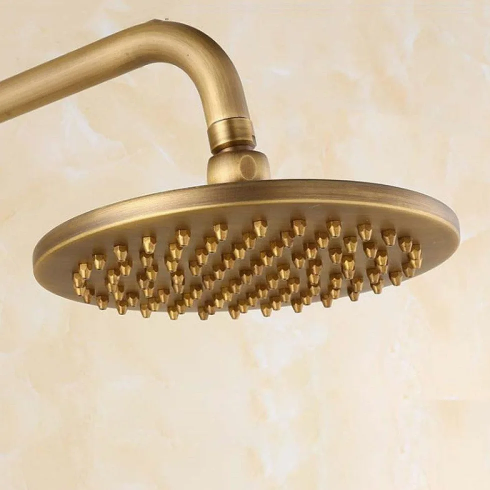 Soffione doccia a pioggia rotondo da 8 pollici 20x20cm, soffione in rame, doccia da bagno in ottone anticato, soffione con braccio, 8 pollici