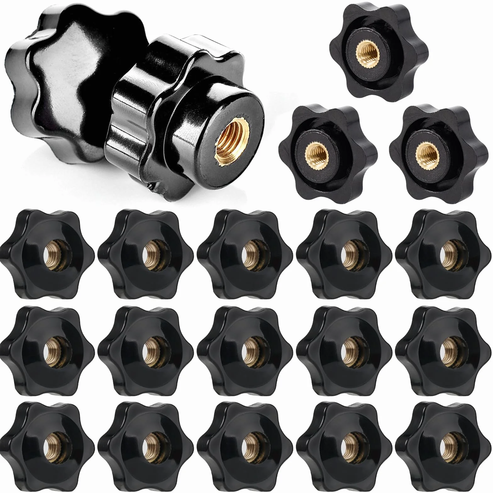 Manopola di Serraggio M6x25mm Testa Esagonale Filettata Femmina 20 Pezzi per Macchine Utensili