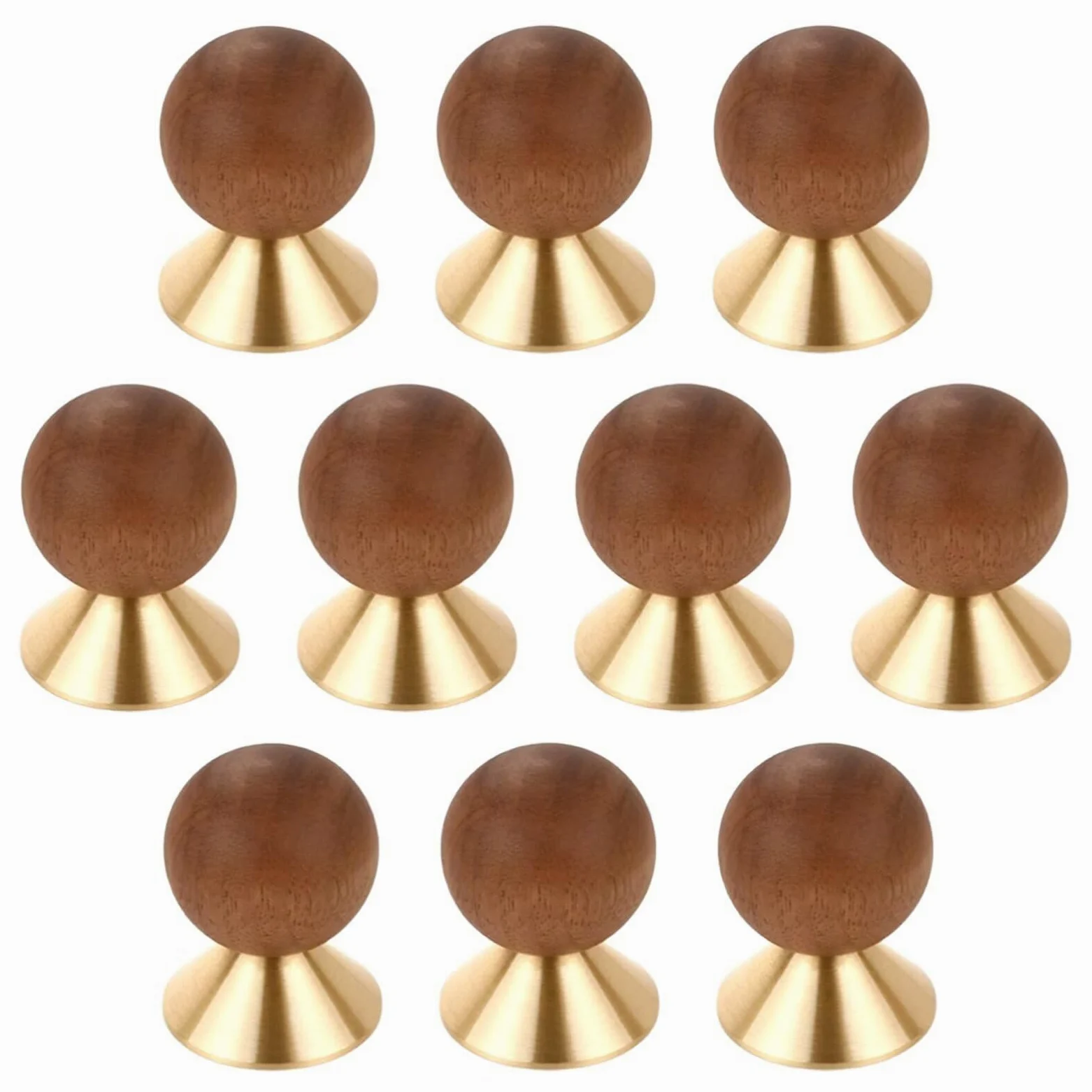 Set di 10 pomelli in legno naturale da 30 mm, semplici pomelli in legno massello di noce, maniglie per cassetti con viti, per mobili da cucina, porte, armadi, scrivanie, cassetti, librerie