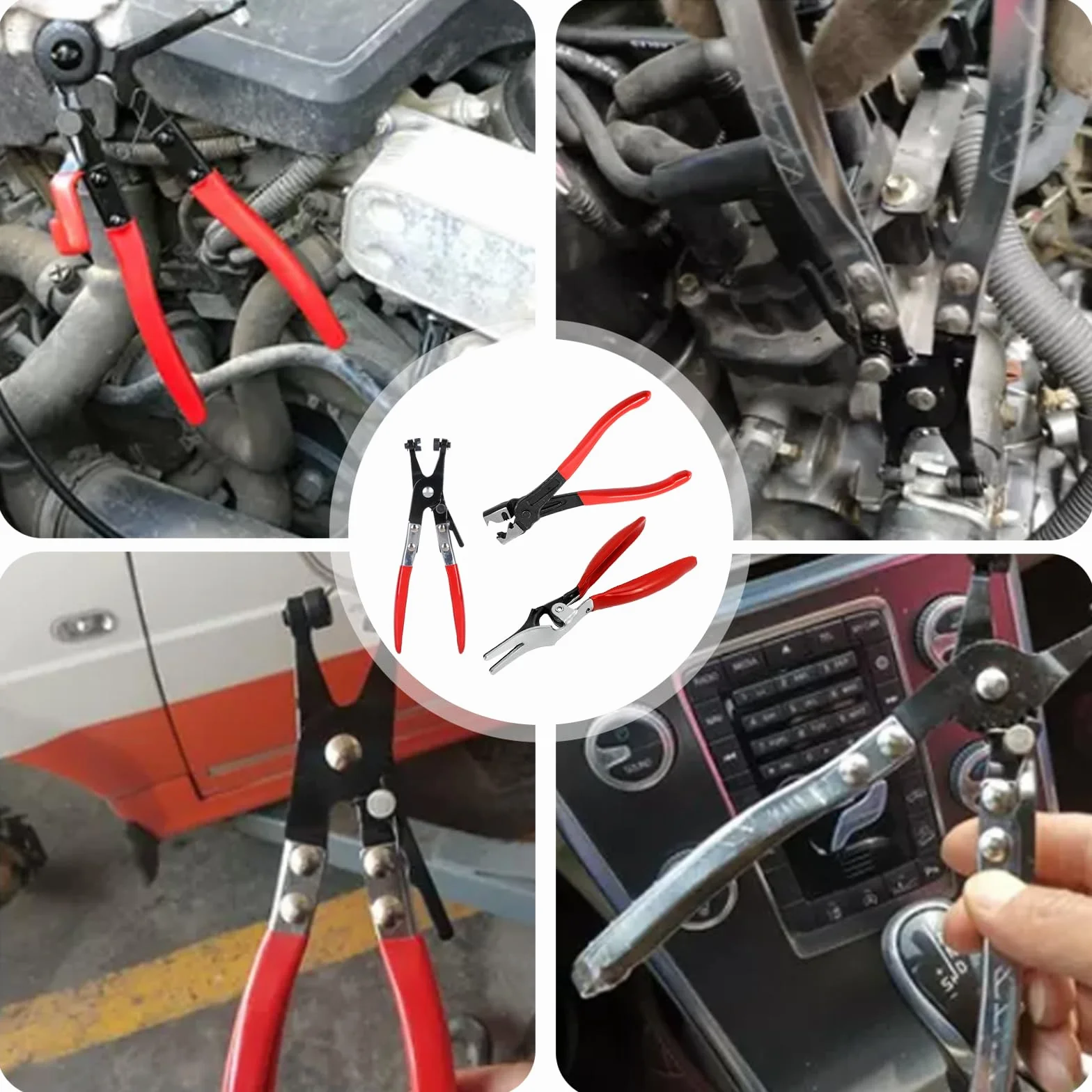 Pinza per Fascette Stringitubo Set 3 Pezzi Collo Dritto per Auto