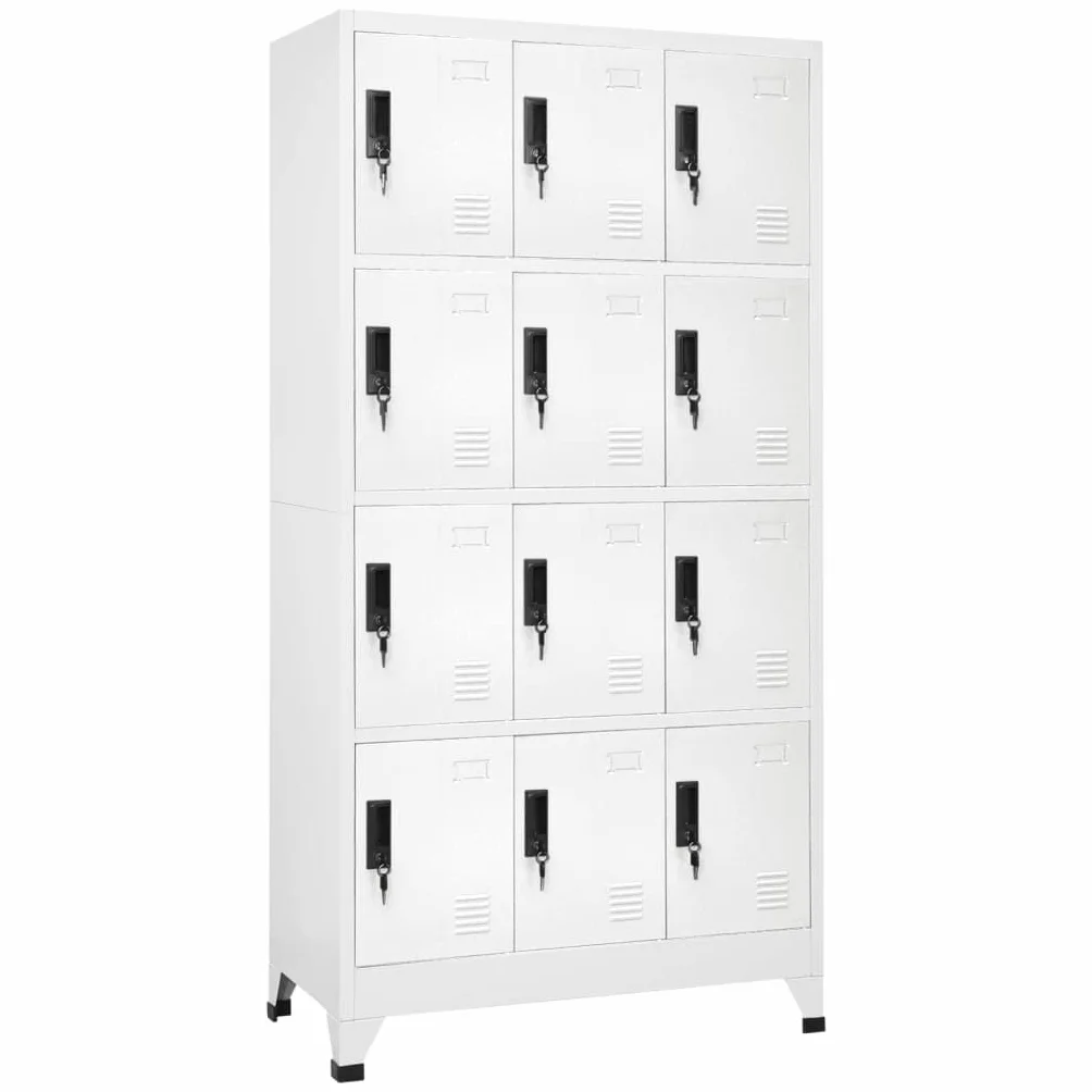 vidaXL Armadietto Metallo con Serratura, Armadietti Bianco 90x45x180 cm in Acciaio