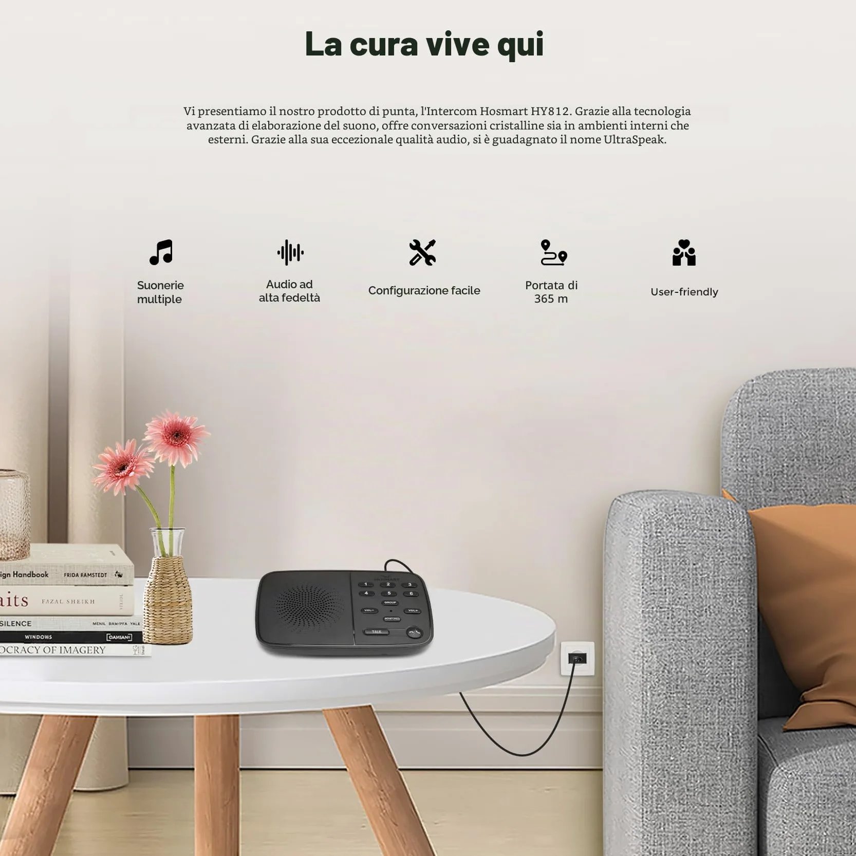 Hosmart UltraSpeak Pro, citofono wireless per la casa, citofono bidirezionale in tempo reale Full Duplex per uso domestico, sistema di interfono domestico con suono chiaro, per affari, con portata di