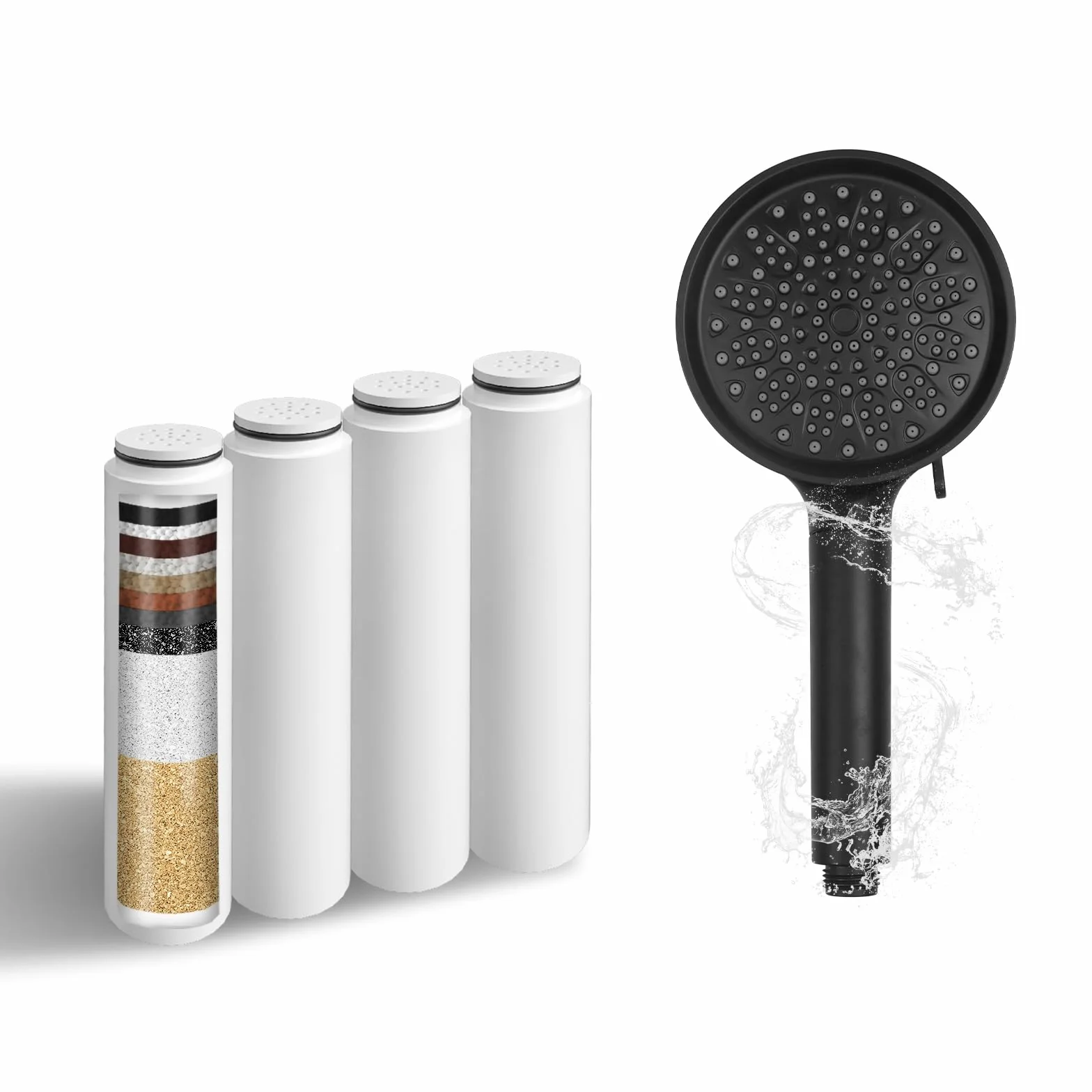 Filtri di ricambio compatibili con soffione doccia Cobbe: eliminano il cloro e le impurità per una pelle e capelli in migliore salute (Set di 4)