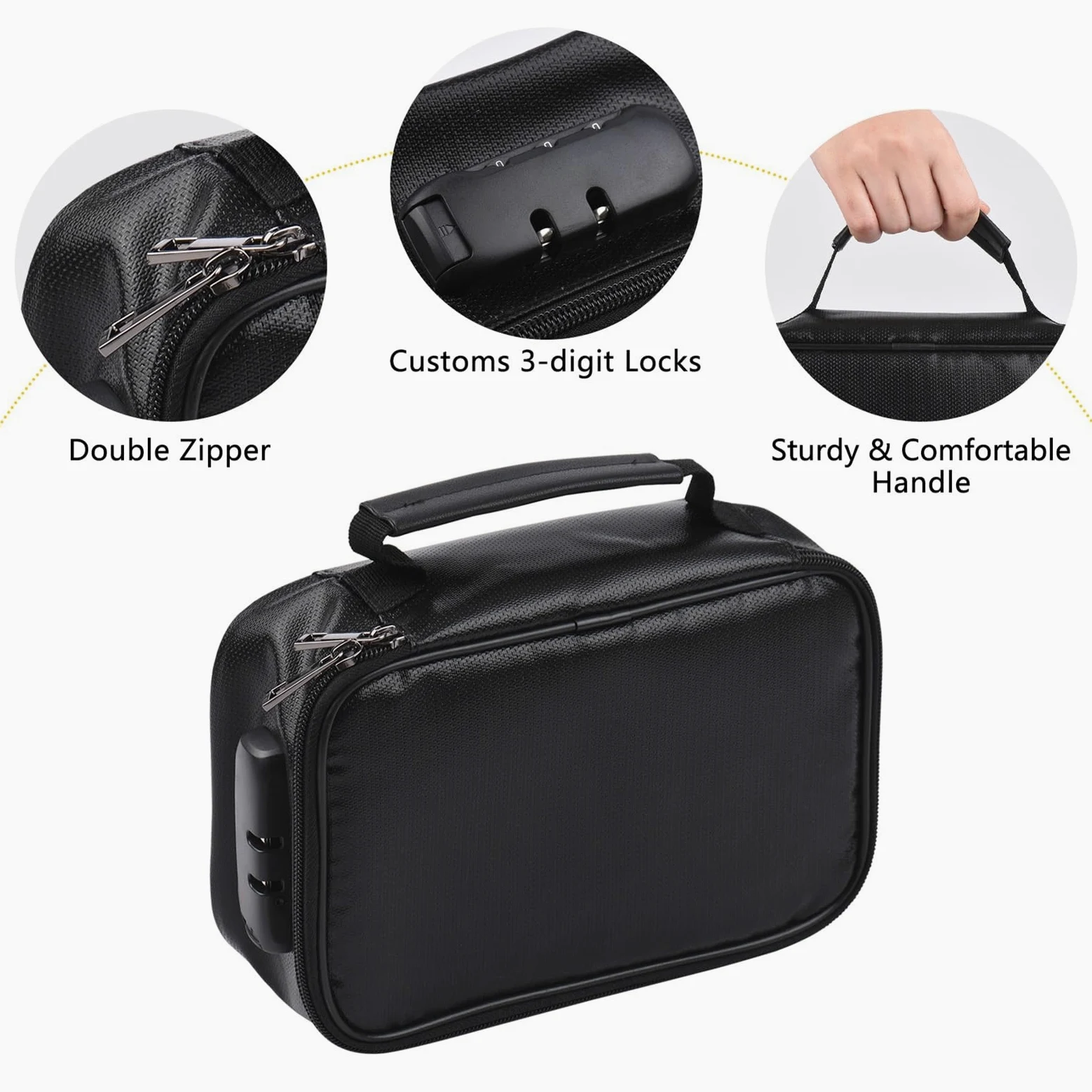 Borsa for Documenti ignifuga Organizer di Sicurezza Chiusura con Cerniera Custodia for Soldi Resistente al Fuoco e all'Acqua Custodia for Carte Multistrato(Black)