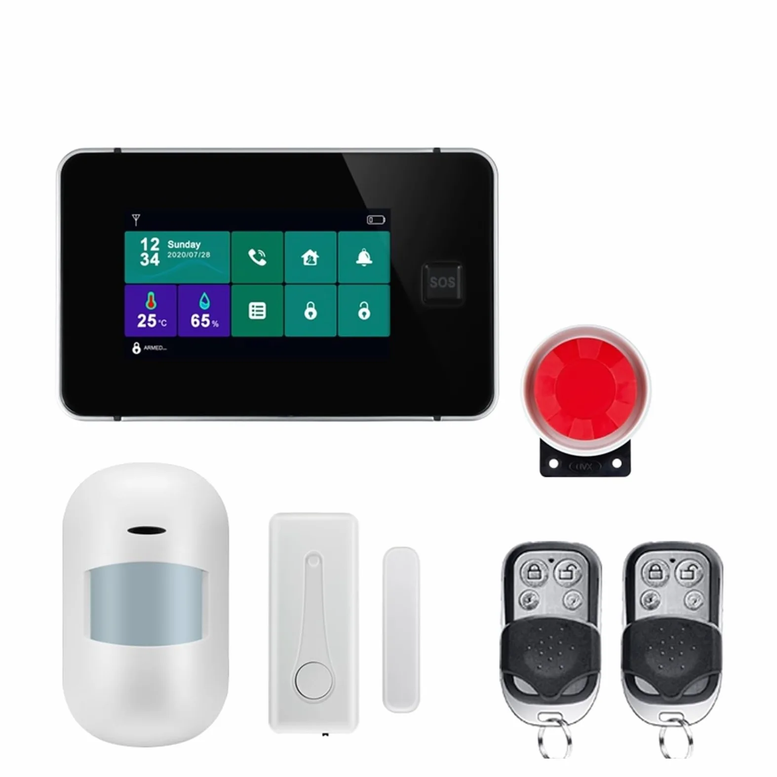 Pannello di Allarme di Controllo remoto Lingua commutabile Sicurezza Domestica Wireless di Allarme gsm Scheda RFID Disinserimento Braccio(W8B14)