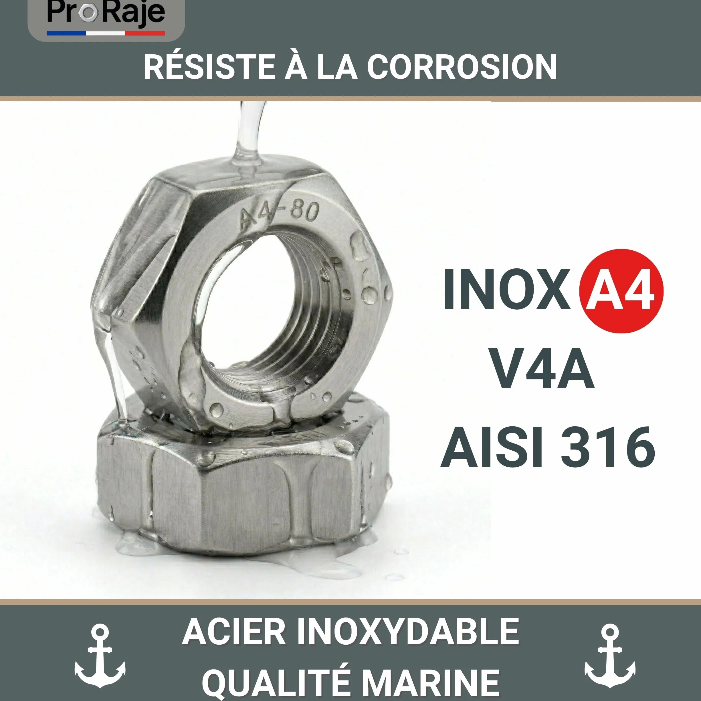 Nakrętka inox M5 A4 DIN 934 ISO 4032 ze stali nierdzewnej V4A 316 – zestaw 50 sztuk