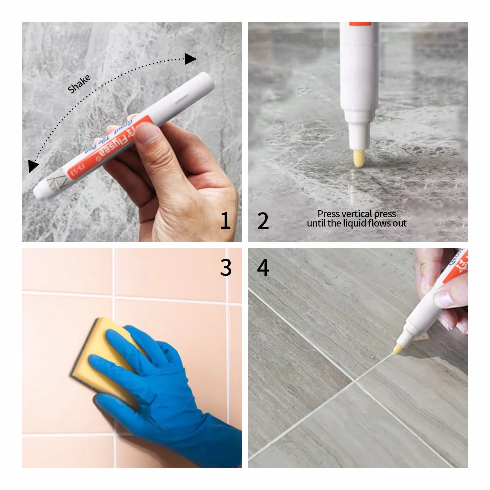 Pennarello per Fughe Piastrelle 6 Pezzi, Stucco per Fughe Bianco con Punta di Ricambio