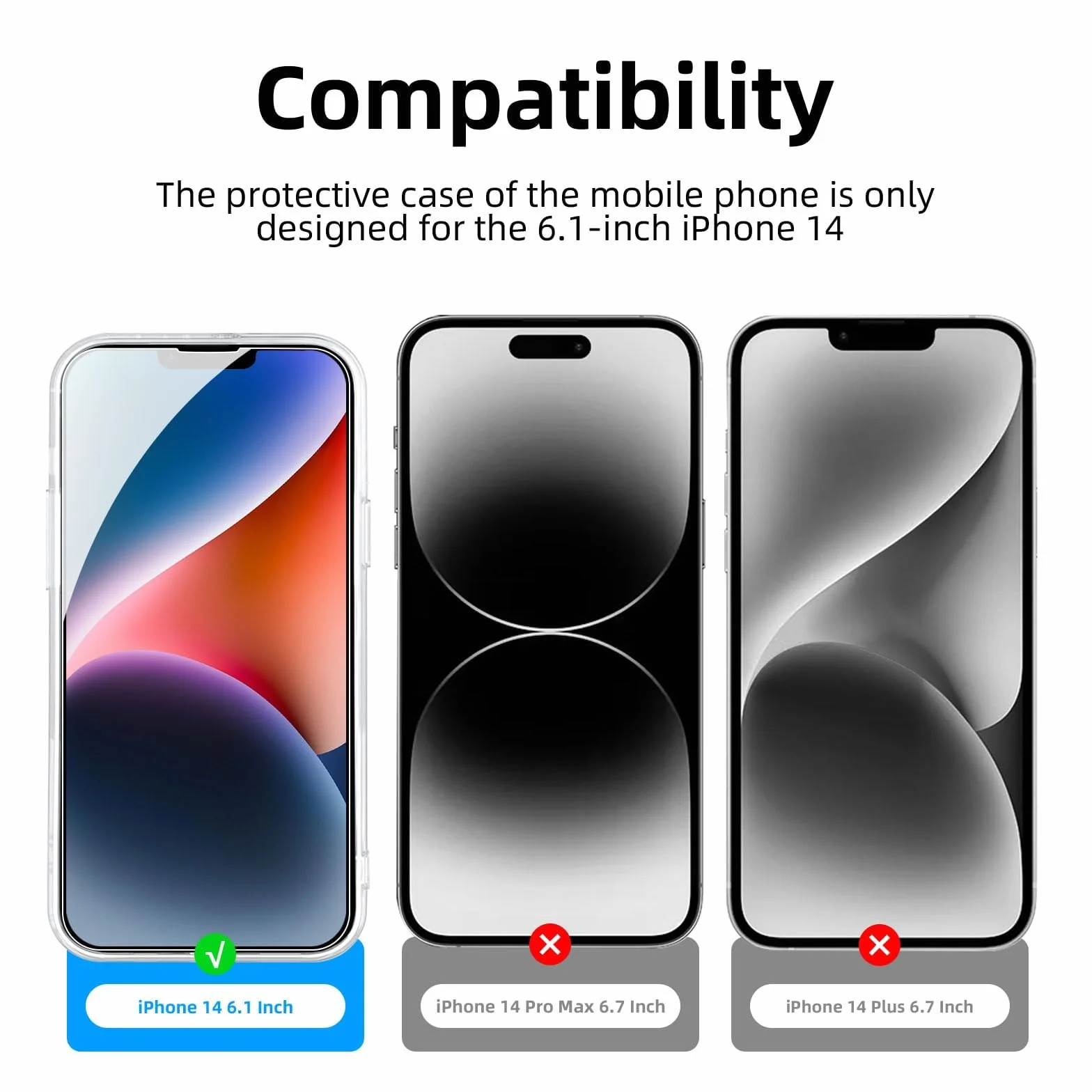 NEW'C Cover per iPhone 14 (6,1 Pollici) Gel TPU in silicone ultra trasparente e 2 × vetro temperato per iPhone 14 (6,1 Pollici), Pellicola proteggi schermo