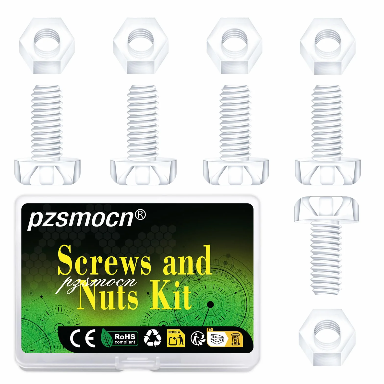 200 Pezzi/100 Set Viti a Testa Tonda M4*16 mm in Plastica Trasparente con Dadi Esagonali per Fai da Te
