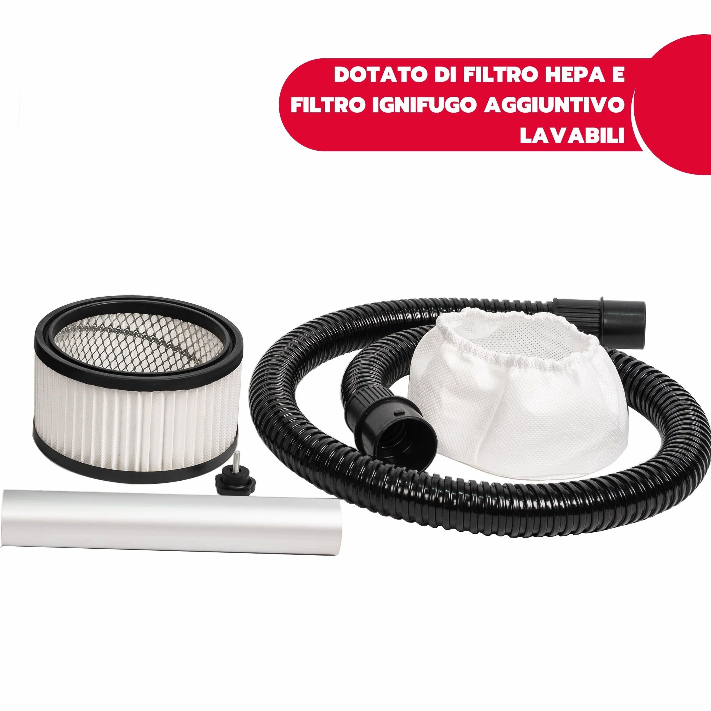 Ardes APHIRO 20 Aspiratore di Cenere Professionale con Serbatoio da 20 L, Filtri HEPA e Ignifugo Lavabili, Funzione Soffiante e Potenza 800 W per Camini, Barbecue e Stufe