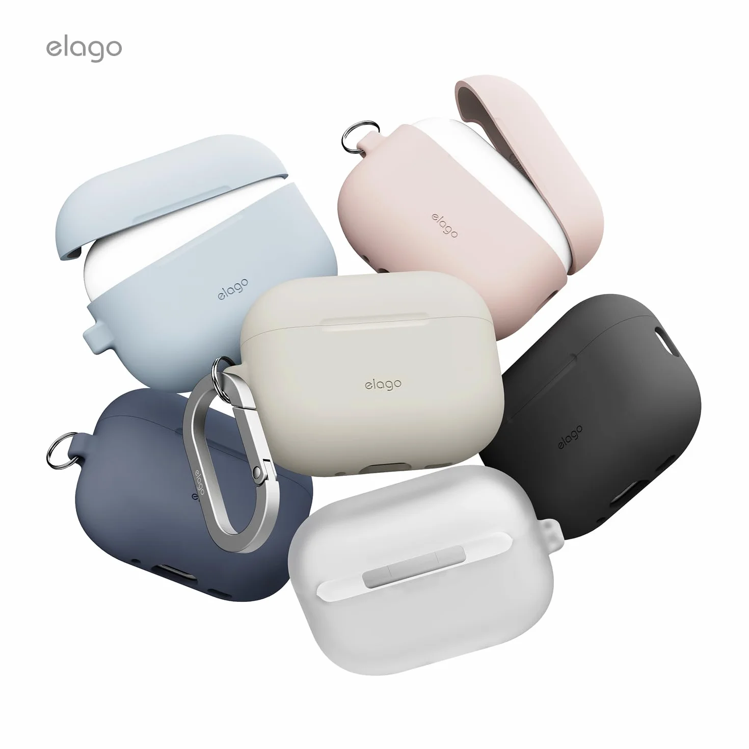 elago Custodia in Silicone Premium per AirPods Pro 3, Compatibile con Ricarica Wireless, Morbido, Protezione Totale, LED Frontale Visibile, con Moschettone (Nero)