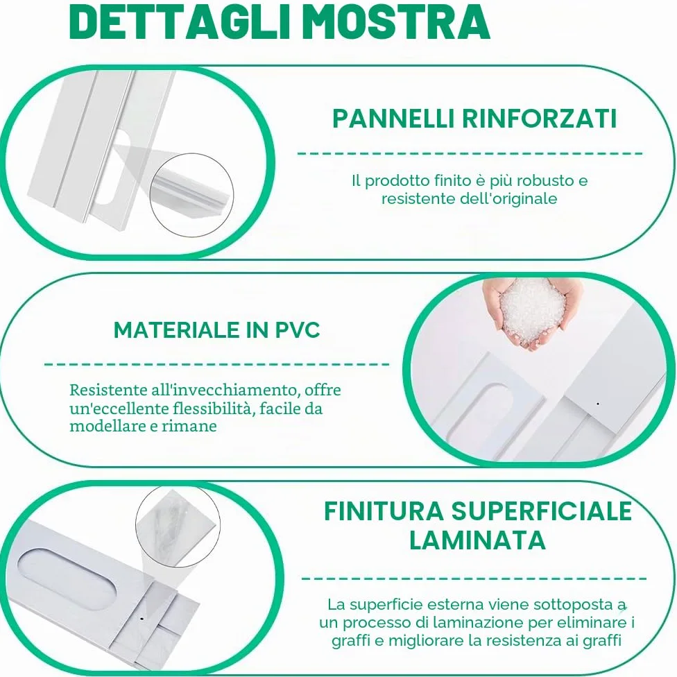 4 pezzi set di guarnizioni per condizionatore portatile, 10 cm, 130 e 150 mm, universale, set di guarnizioni per finestre per condizionatore portatile, guarnizione per porte per finestre da 43-140 cm