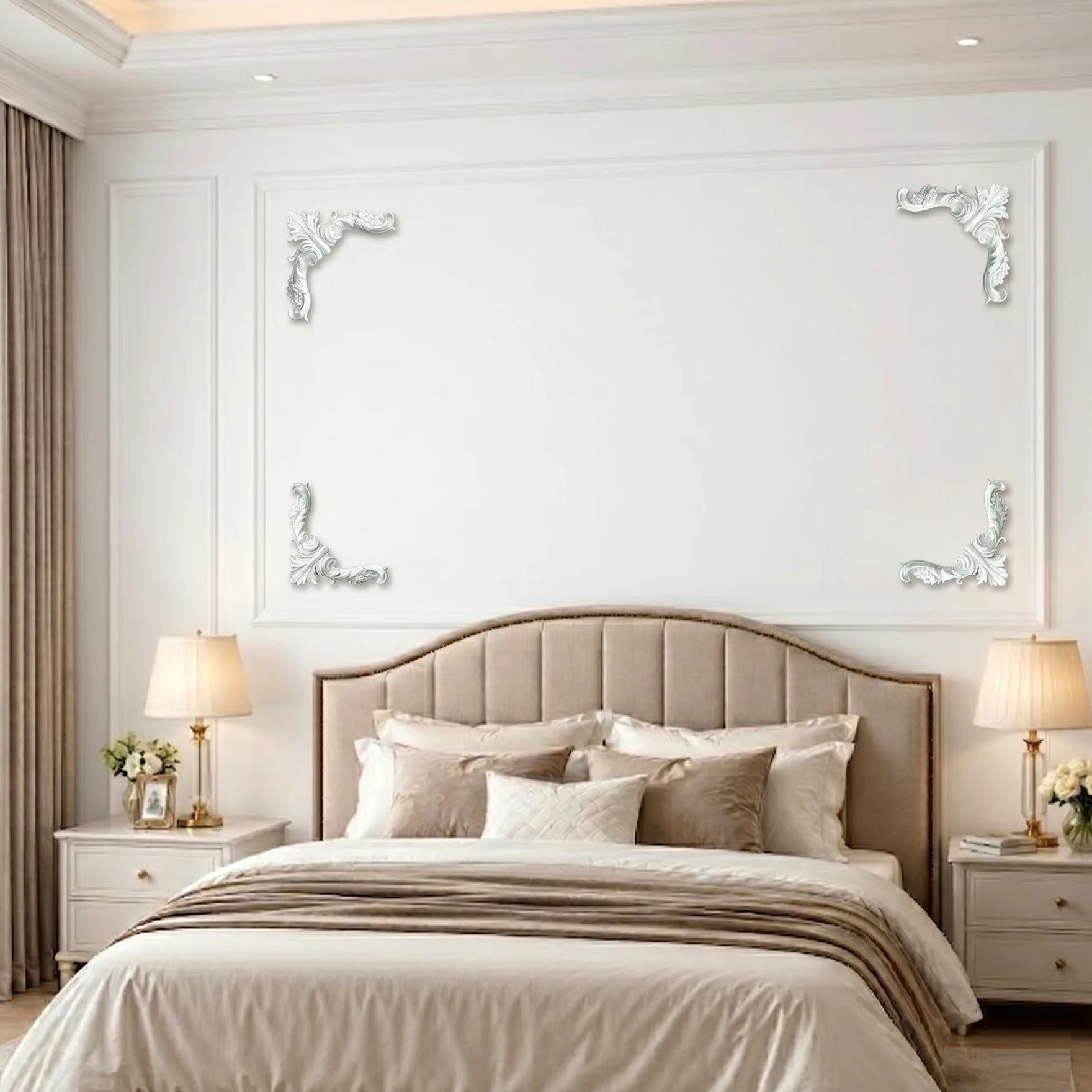 4 PCS Angolari Decorativi per Pareti E Soffitti in PU Modanature Angolari 3D con Decorazioni Floreali Profili Decorativi Verniciabili per Cornici E Angoli Elegante Finitura